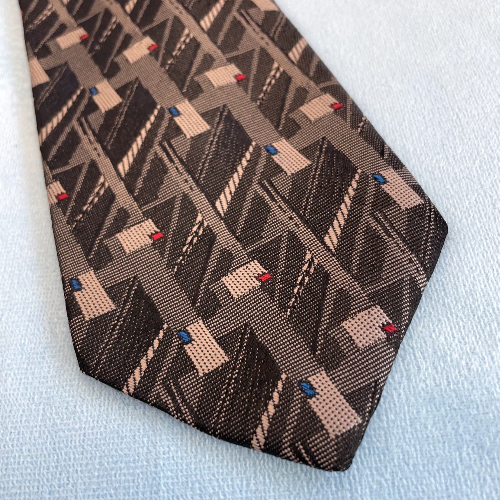 Vintage VINTAGE TREVIRA Collection Tie Men 3" Gray Steel Punk 58" Cybergoth USA Made Abstract Geometric 90s Mens Size ONE SIZE - 2 Thumbnail