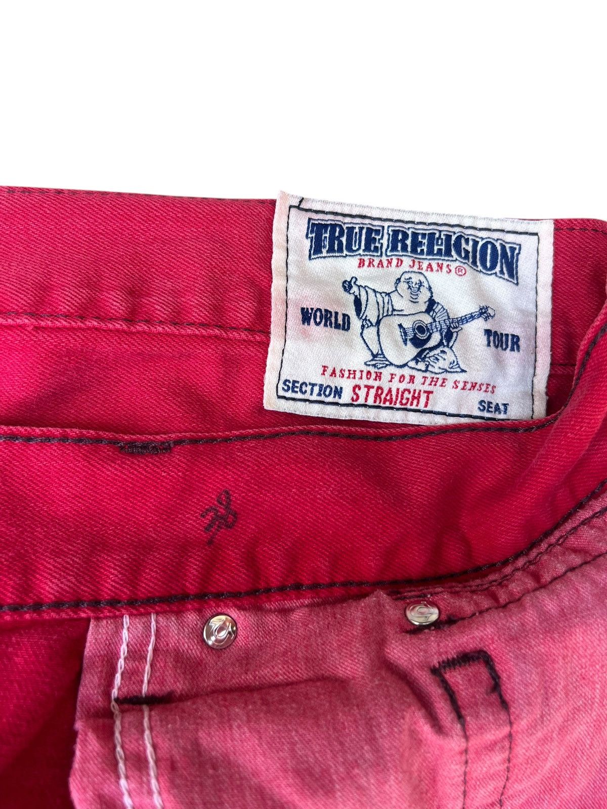 True Religion Vintage True Religion Distressed Red Denim Straight Jeans Size US 42 / EU 58 - 19 Thumbnail
