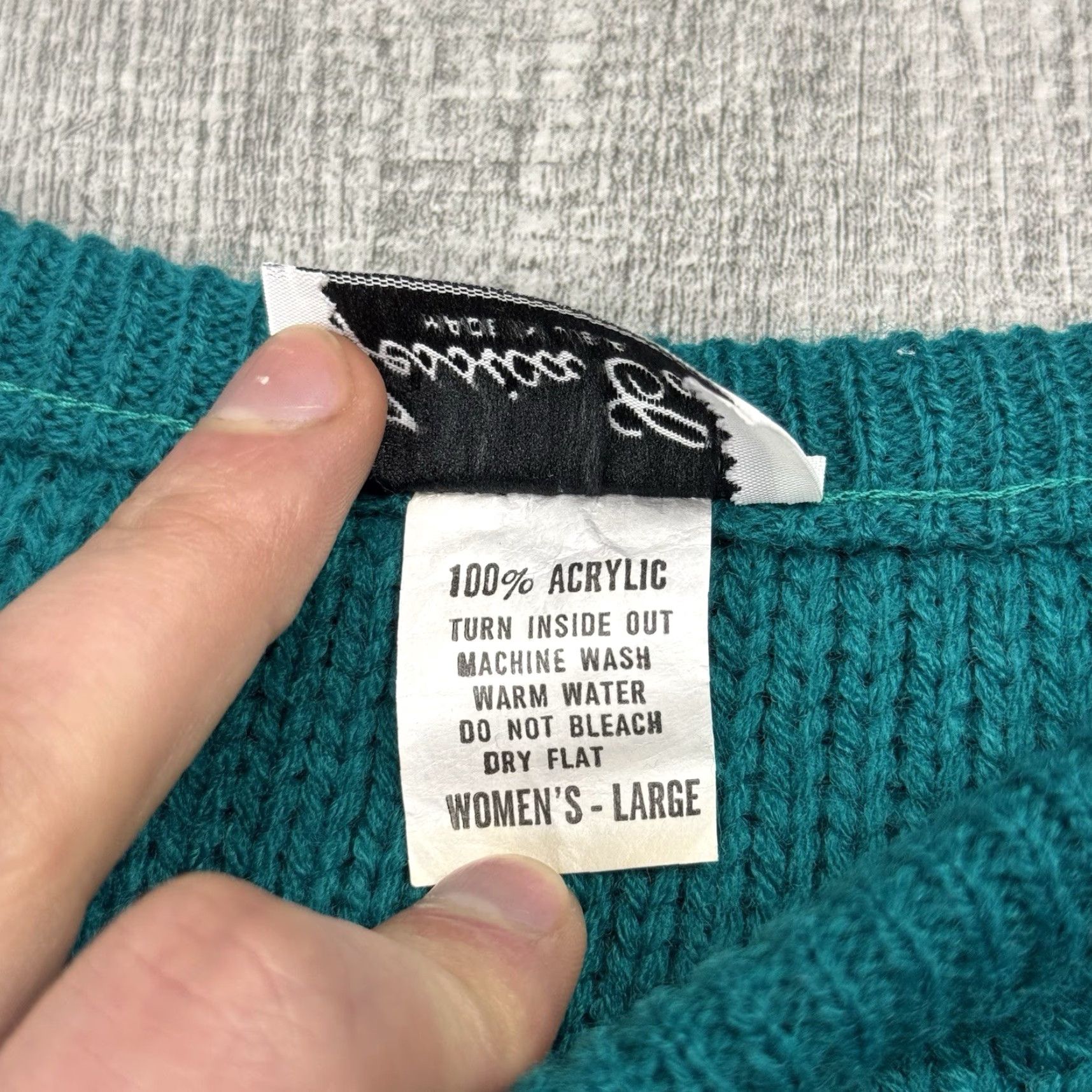 Vintage Vintage 1980s Jessica Cole Cable Knit Sweater Women's XL Oversized Fall Teal Acrylic Size XL / US 12-14 / IT 48-50 - 4 Thumbnail