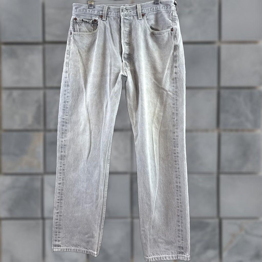 Levi's Levi's 501 Jeans Mens Gray Button Fly Distressed Thrashed 32x29 Straight Denim Pants Size US 34 / EU 50 - 1 Thumbnail