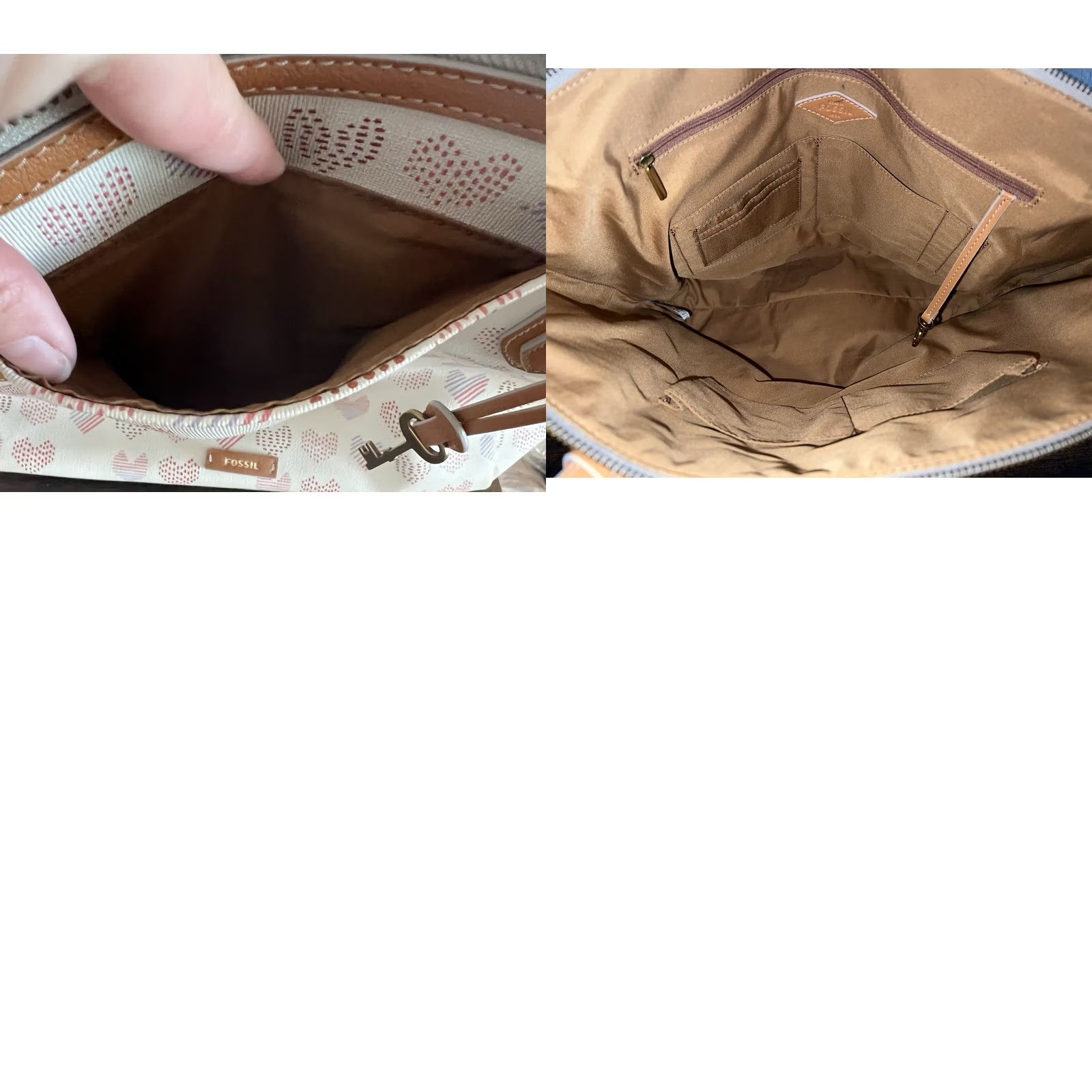 Fossil VINTAGE Fossil Sydney Angora Pink Heart Double Handle Tote Travel Bag EUC Size ONE SIZE - 9 Thumbnail