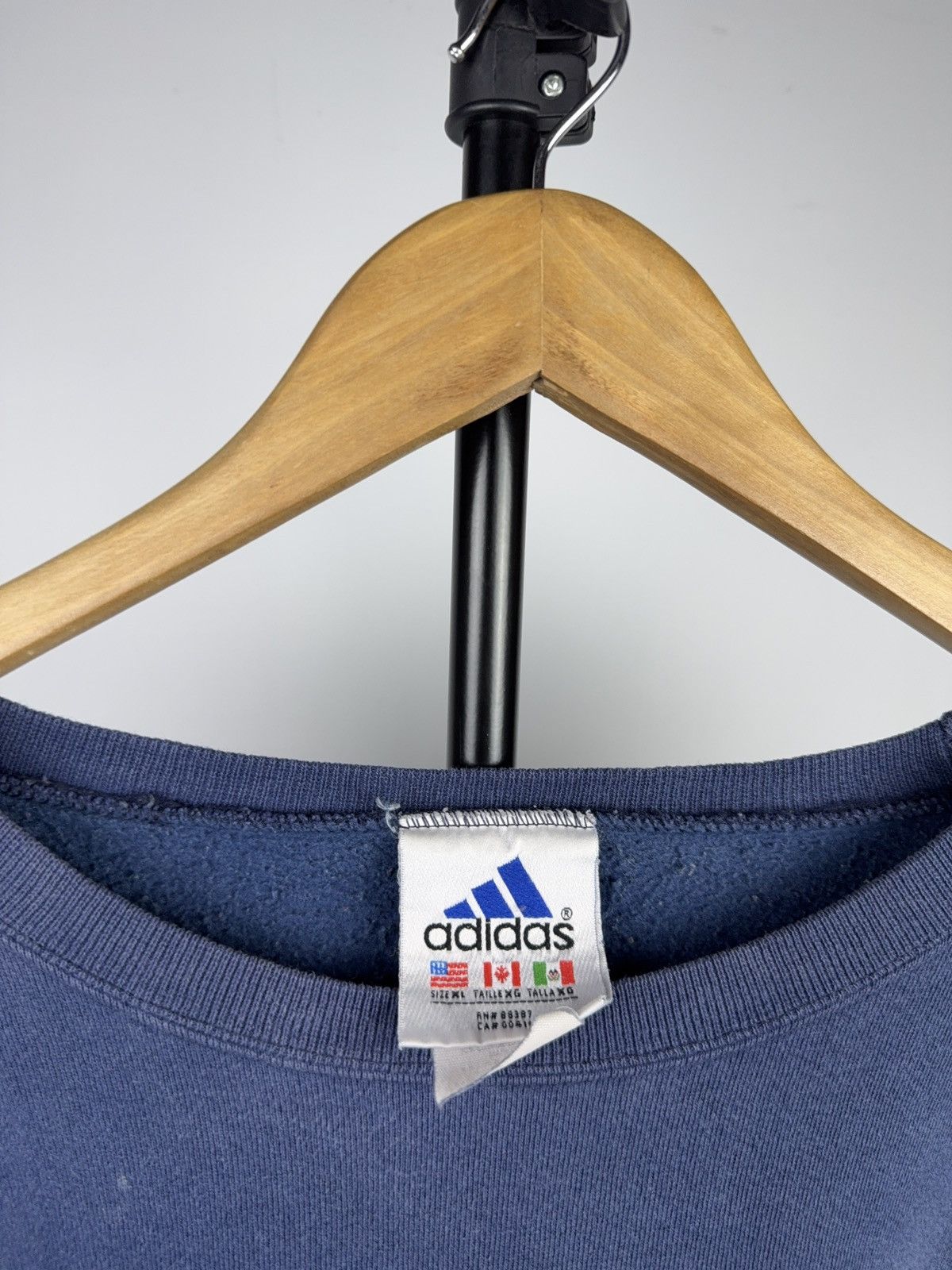 Adidas Retro 90s Adidas Vintage 3-Stripes Navy Sweatshirt Crewneck Size US XL / EU 56 / 4 - 8 Thumbnail