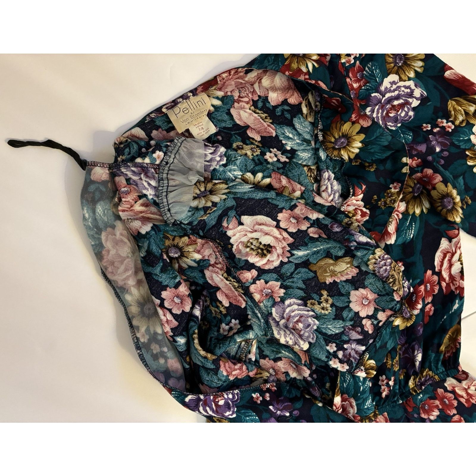Other Vintage Pellini Floral Midi Dress 7/8 Short Sleeve Size M / US 6-8 / IT 42-44 - 16 Thumbnail