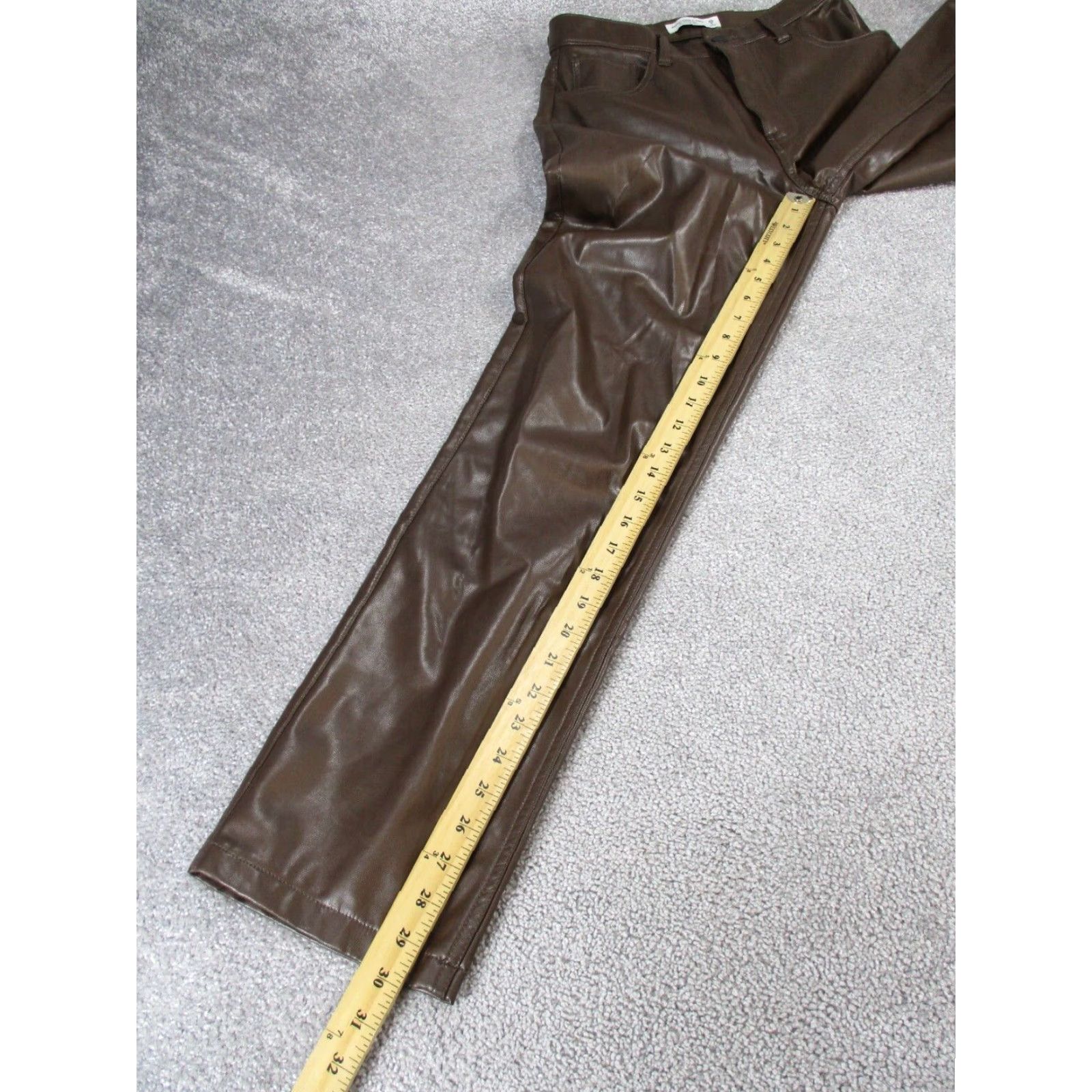 Abercrombie & Fitch Abercrombie & Fitch Pants Womens 28 Straight High Rise Brown Faux Leather Dress Pants 90s Mens? Size 28" / US 6 / IT 42 - 4 Thumbnail