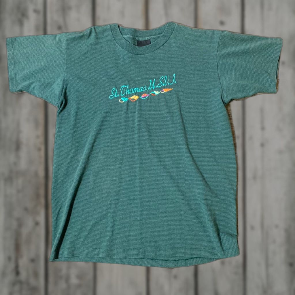 Vintage VINTAGE 80s St Thomas USVI Tennessee River Striped T Shirt Adult Medium Green Size US M / EU 48-50 / 2 - 1 Thumbnail