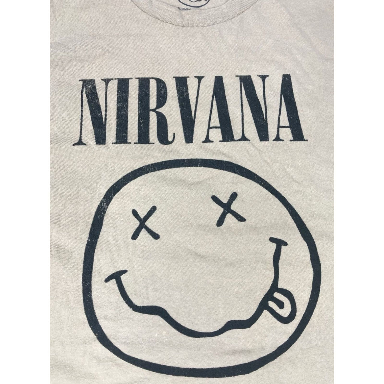 Vintage VINTAGE Nirvana Shirt Men 3XL Beige Short Sleeve Graphic T-Shirt Music Band Happy Face Tee Size US XXL / EU 58 / 5 - 2 Thumbnail