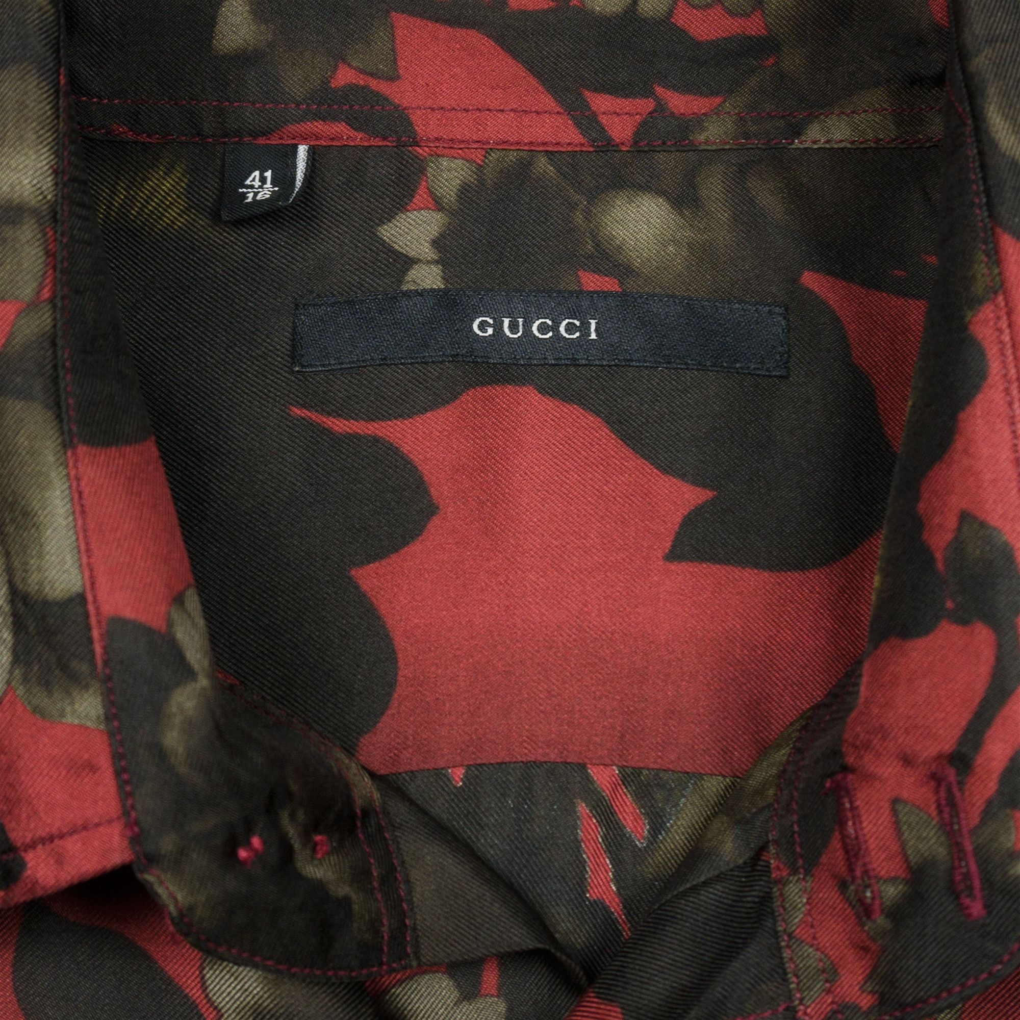 Gucci Gucci SS01 Red Silk Floral Shirt Size US M / EU 48-50 / 2 - 2 Thumbnail