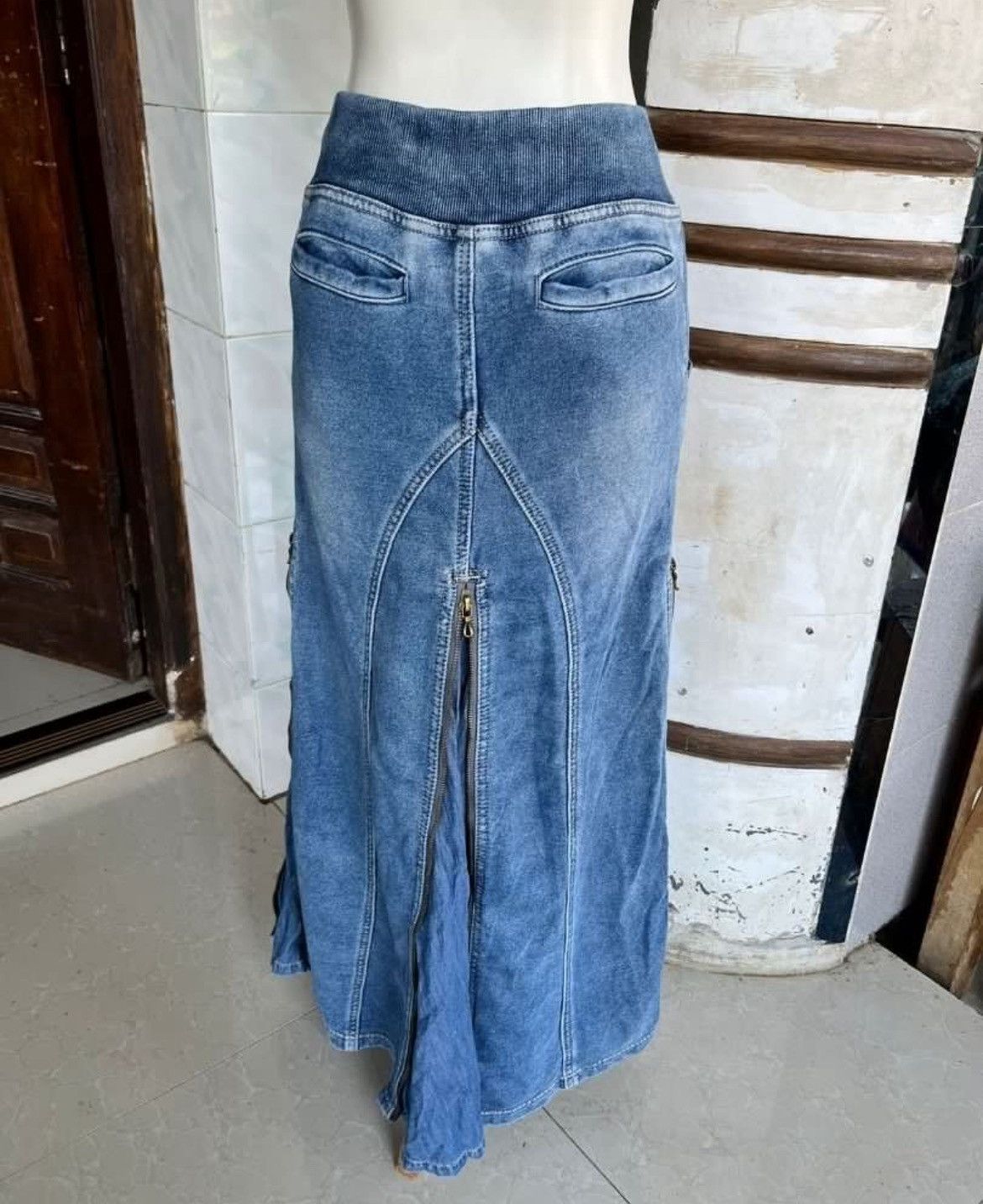 GOA Japanese Brand GOA indigo fleece slider long skirt Size 28" / US 6 / IT 42 - 6 Thumbnail