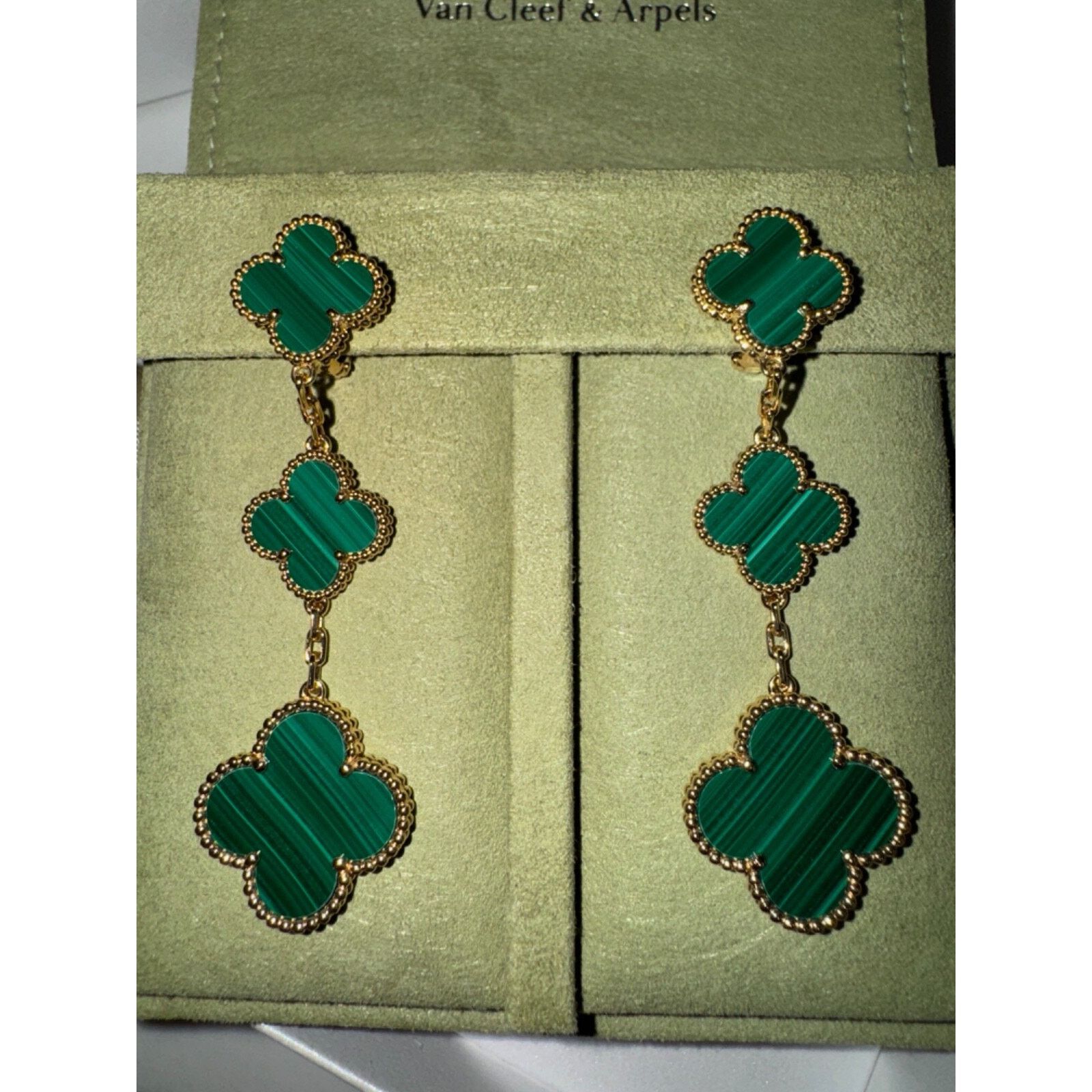 Van Cleef & Arpels Van Cleef Alhambra Earrings 3 Motifs Malachite Green Gold Size ONE SIZE - 3 Thumbnail