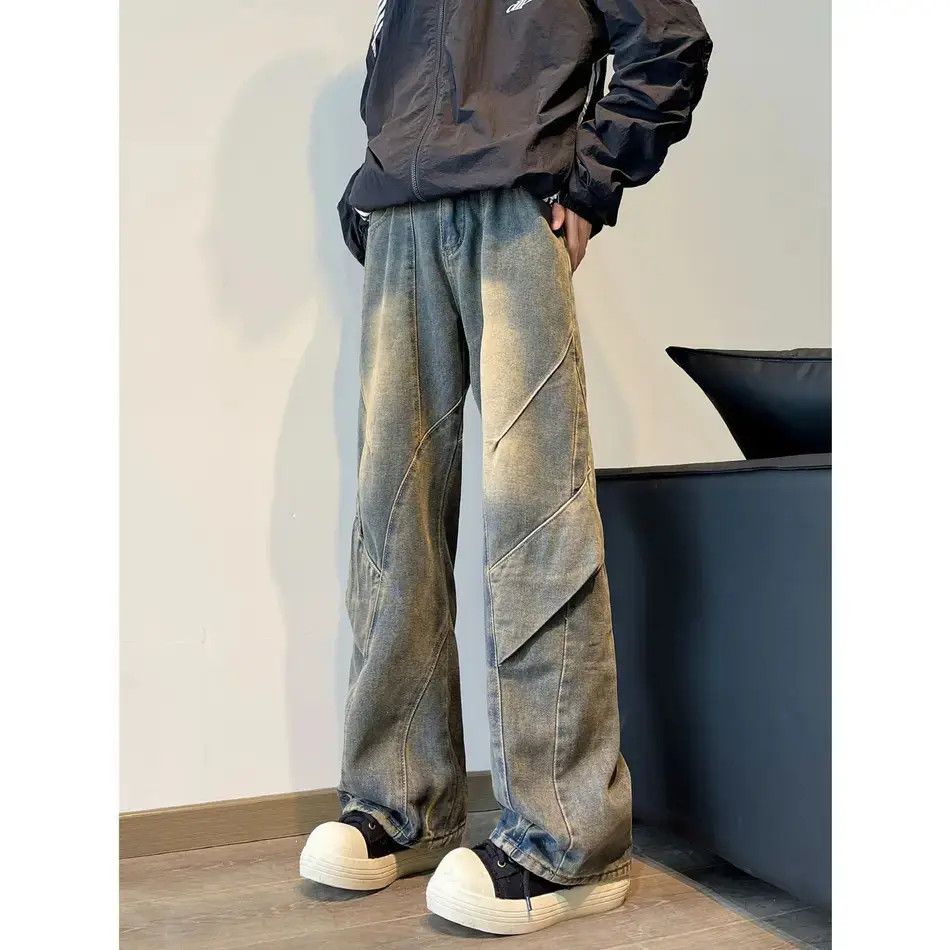 Japanese Brand Retro loose straight leg spliced jeans Size US 32 / EU 48 - 2 Thumbnail