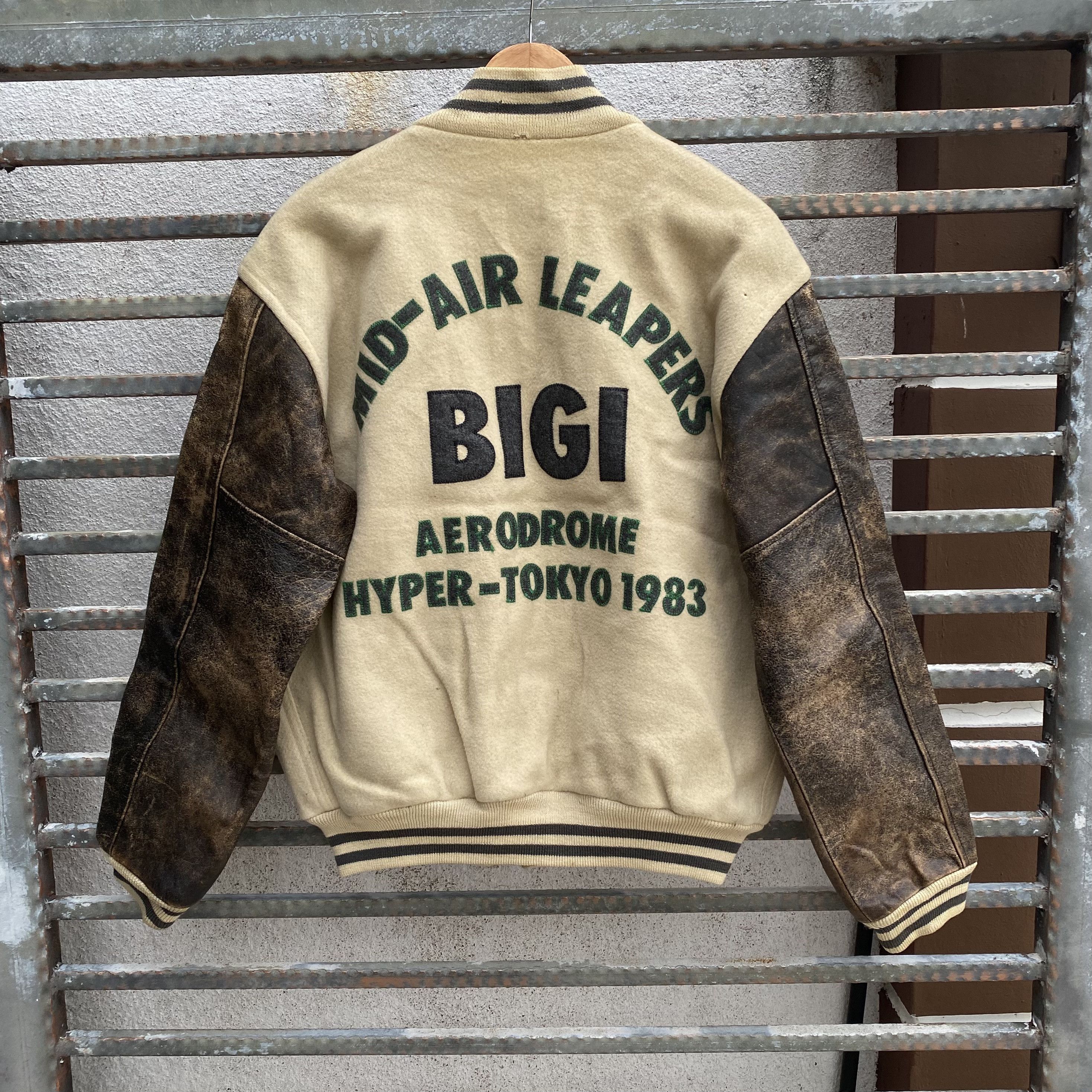 80s Bigi Aerodrome Tokyo Varsity Sleeve Leather