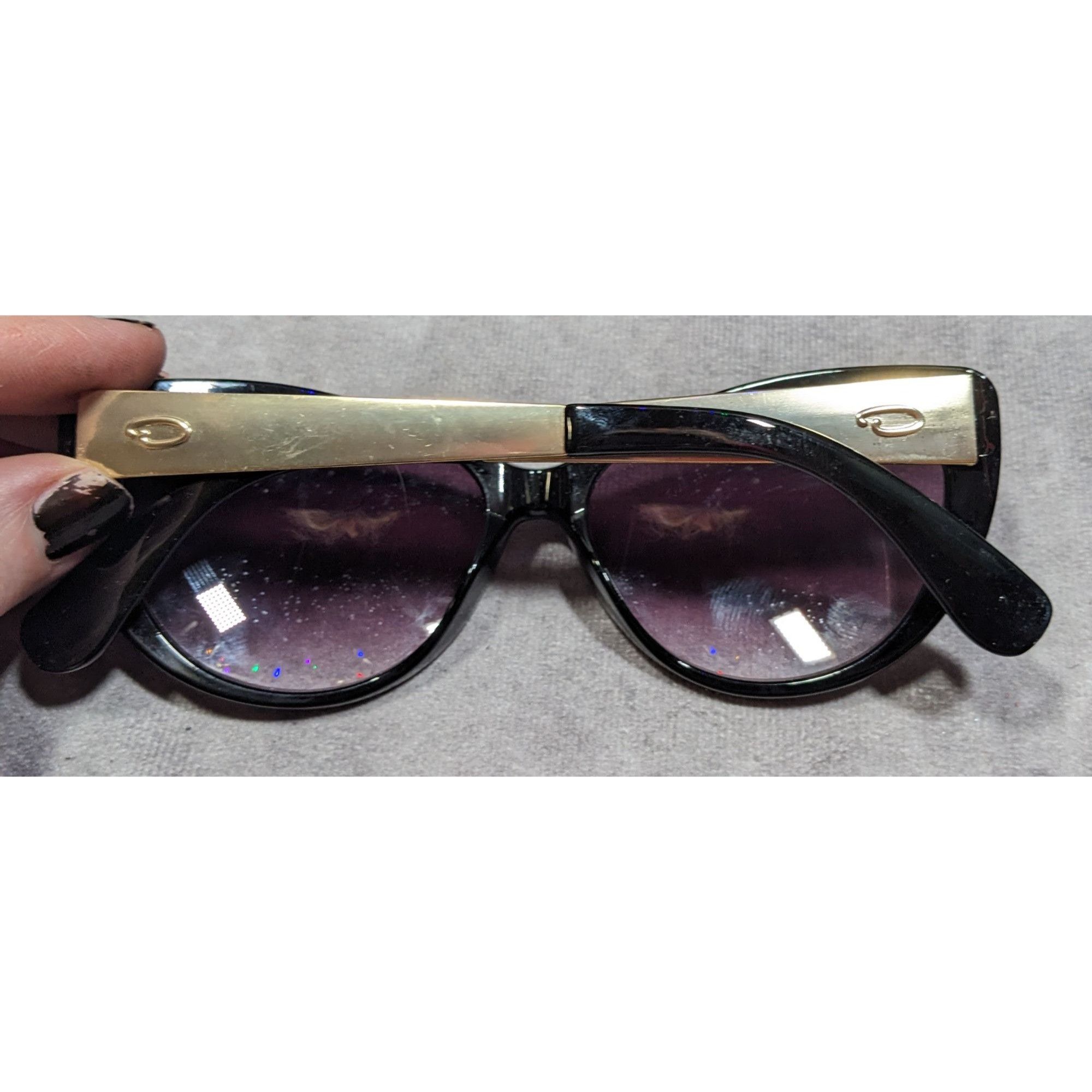Oscar De La Renta Oscar De La Renta Black And Gold Tone Sunglasses With Purple Size ONE SIZE - 3 Thumbnail