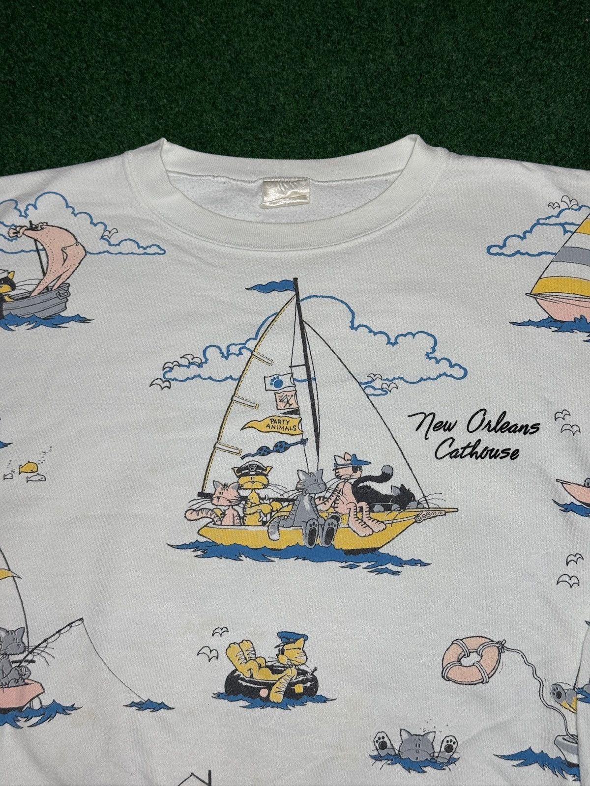 Vintage Vtg 80s New Orleans Cathouse Retro Cat Cartoon Sweatshirt Size M / US 6-8 / IT 42-44 - 2 Thumbnail