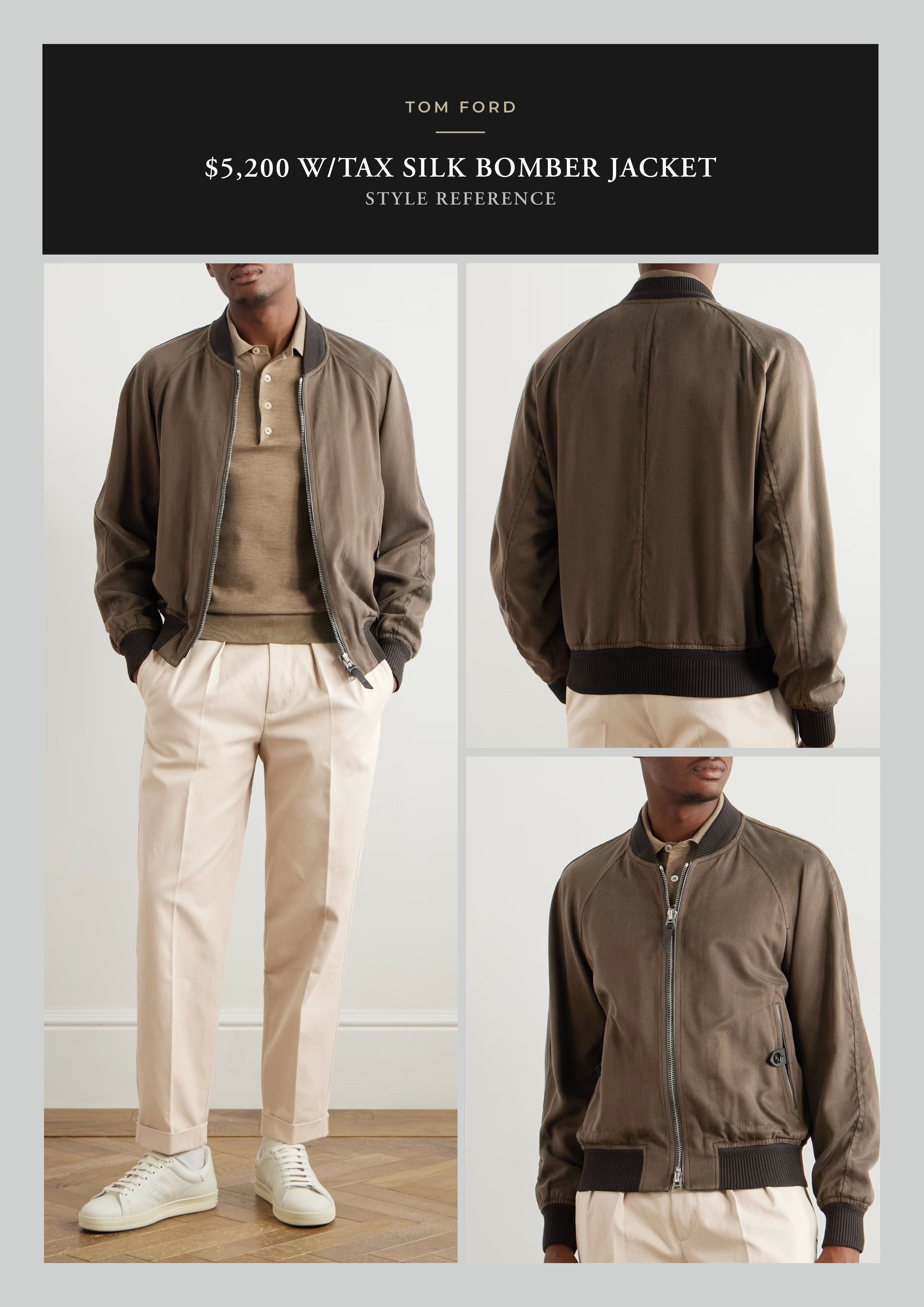 Tom Ford Effortless Cool, Rare $5,200 w/Tax 100% Silk Bomber Jacket Size US S / EU 44-46 / 1 - 7 Thumbnail