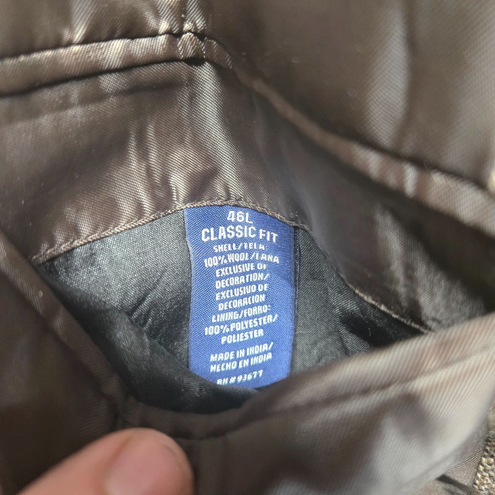 Stafford Stafford Wool Suit Jacket Regular 46L Long Men Adult Brown Notch Two-Button Single-Breasted 100% Wool Coat Business Jacket Size 46R - 3 Thumbnail