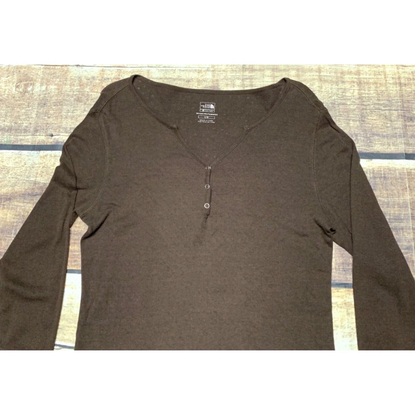 The North Face The North Face Shirt Top Womens Large Brown Knitted V-Neck Long Sleeve Pullover Size L / US 10 / IT 46 - 2 Thumbnail