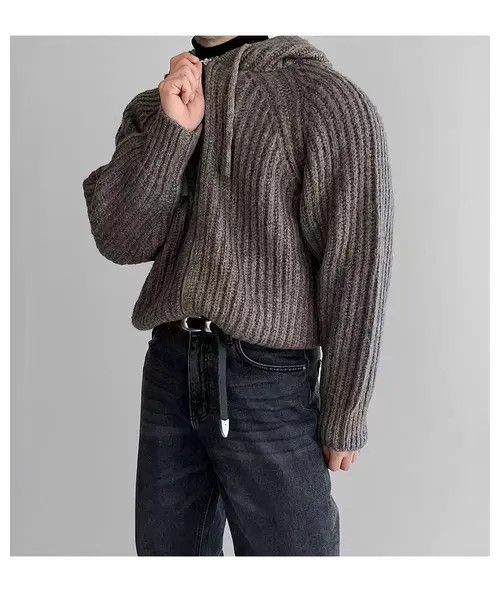 Japanese Brand Vintage Knit Thick Sweater Brown L Hooded Jacket Coat Size US L / EU 52-54 / 3 - 6 Thumbnail