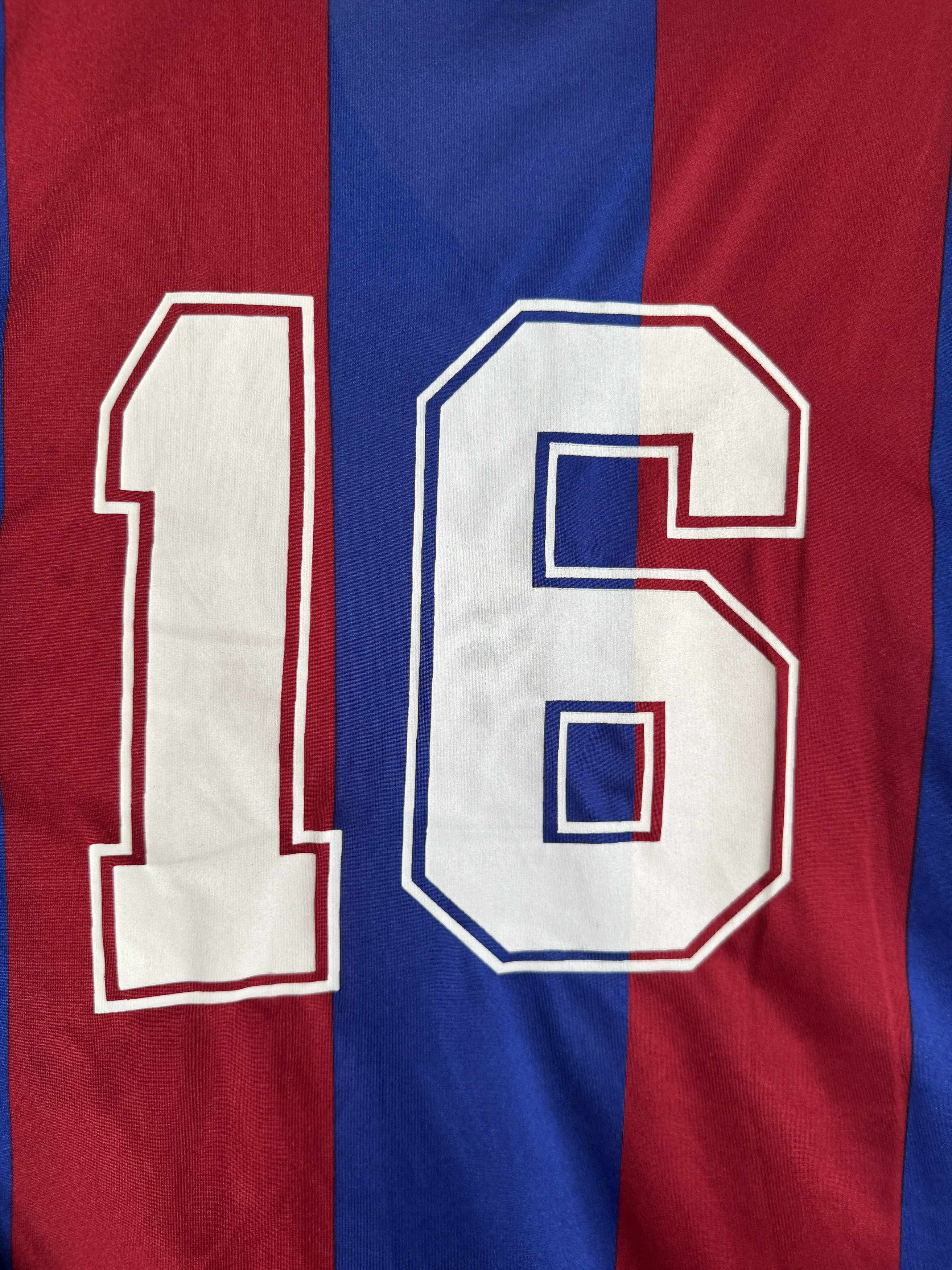 Vintage FC Barcelona 1983/84 Home Shirt Player Issue #16 MEYBA Size US XL / EU 56 / 4 - 8 Thumbnail
