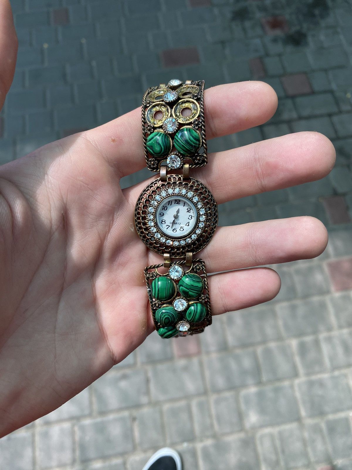 Jewelry Vintage Malachite Bracelet Watch Unique Size ONE SIZE - 4 Thumbnail