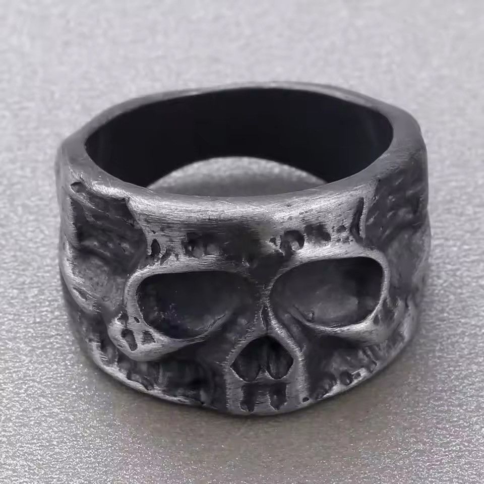 Jewelry Retro Half Face Skull Ring (size 7-13) Size ONE SIZE - 4 Thumbnail