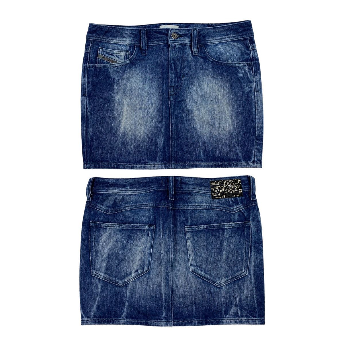 Diesel 🔥LASTDROP🔥 Y2K Diesel Washed Denim Jeans Sequined Mini Skirt Size 30" / US 8 / IT 44 - 1 Thumbnail