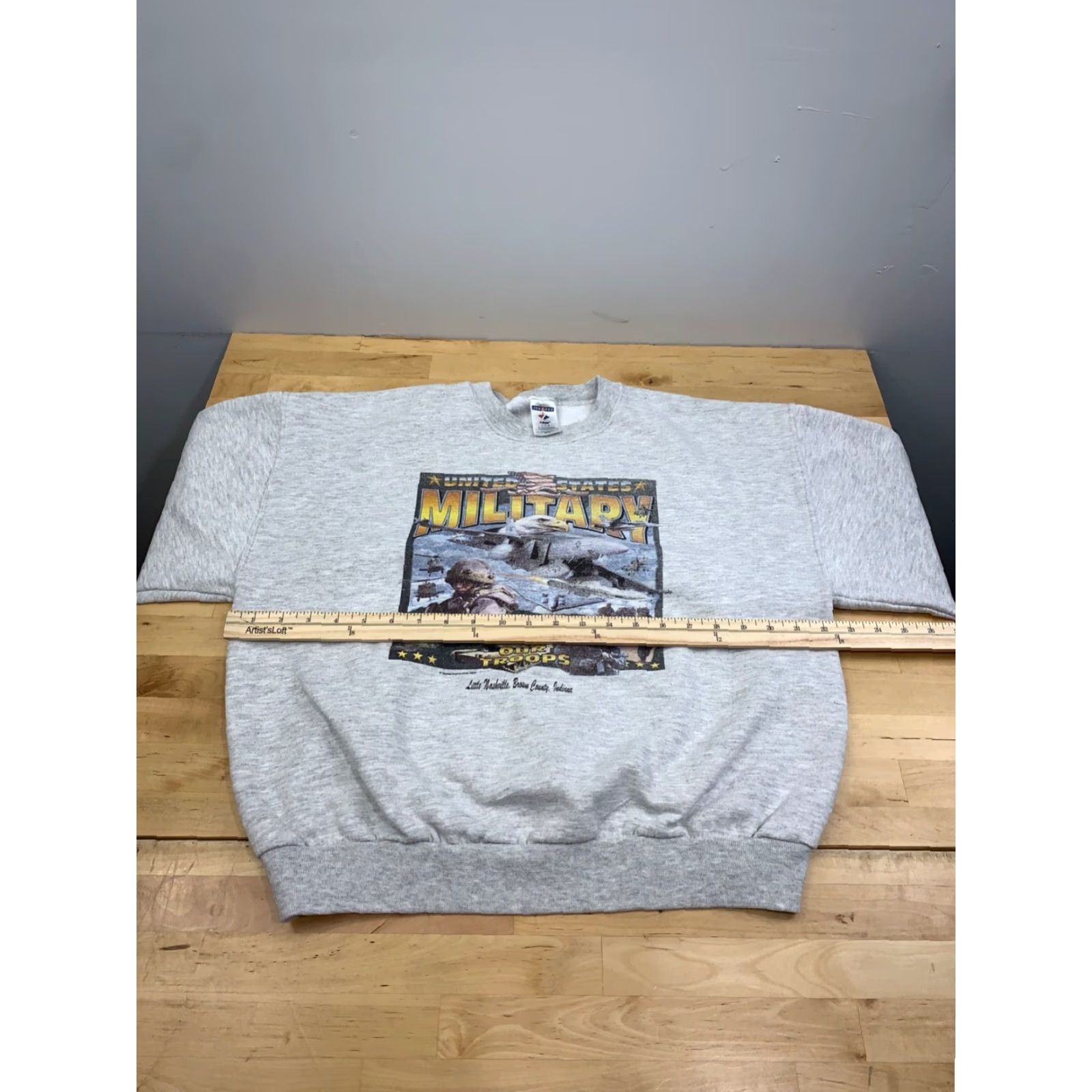 Jerzees Vtg United States Military Support Our Troops Sweatshirt Mens L Gray JERZEES Crew Neck Long Sleeve Graphic Print Pullover All Seasons Sweatshirt Size US L / EU 52-54 / 3 - 7 Thumbnail
