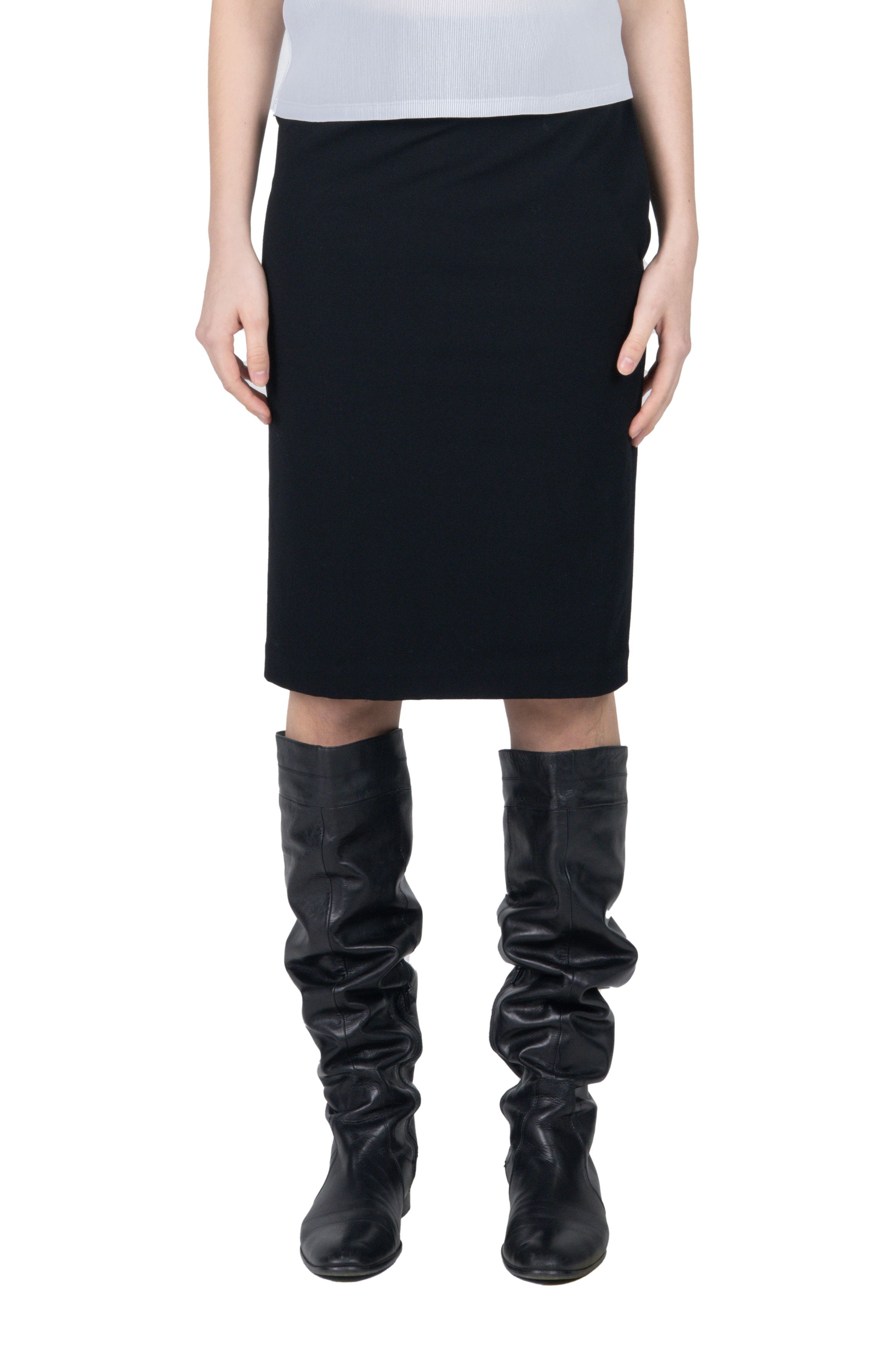 image of Yohji Yamamoto Black Wool Midi Skirt, Women's (Size 24)