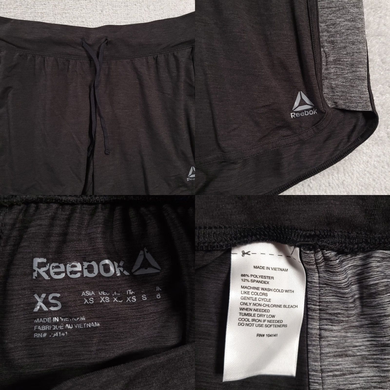 Reebok Reebok Womens Athletic Running Shorts XS Black Gray Drawstring Ladies Size 26" / US 2 / IT 38 - 8 Thumbnail
