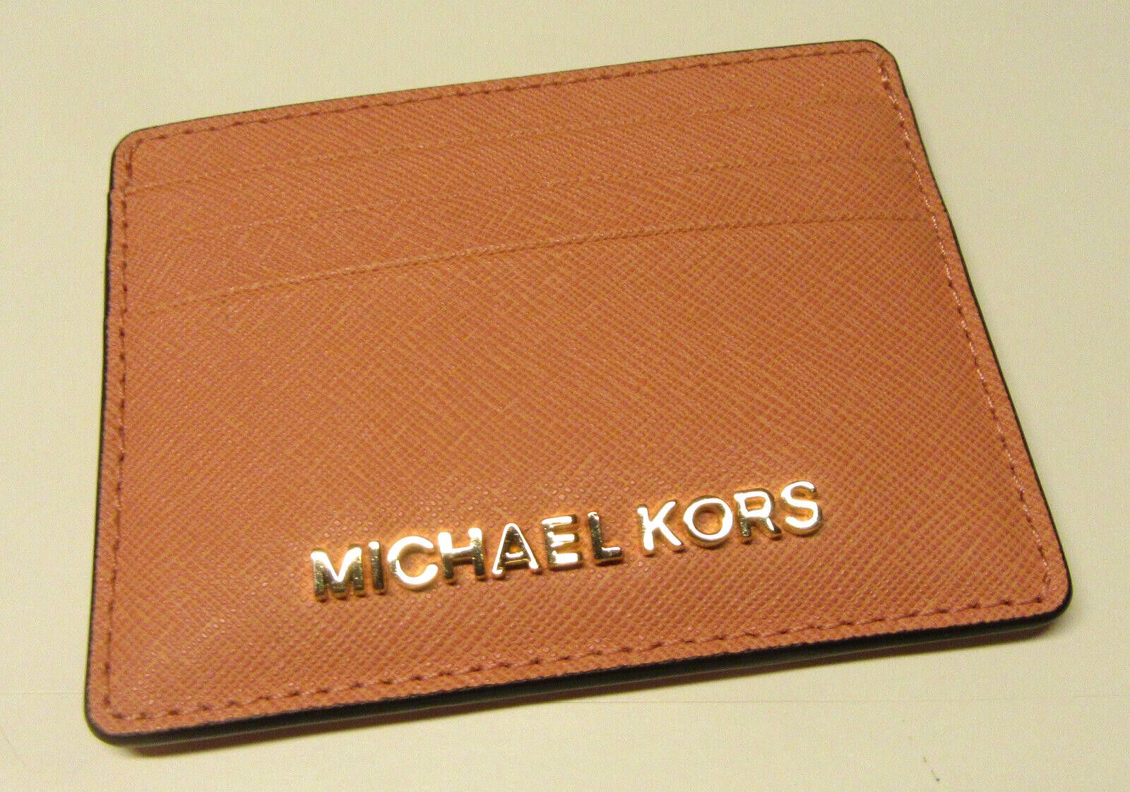 Michael Kors Michael Kors Saffiano Leather Credit Card Case Holder Peach Size ONE SIZE - 1 Thumbnail