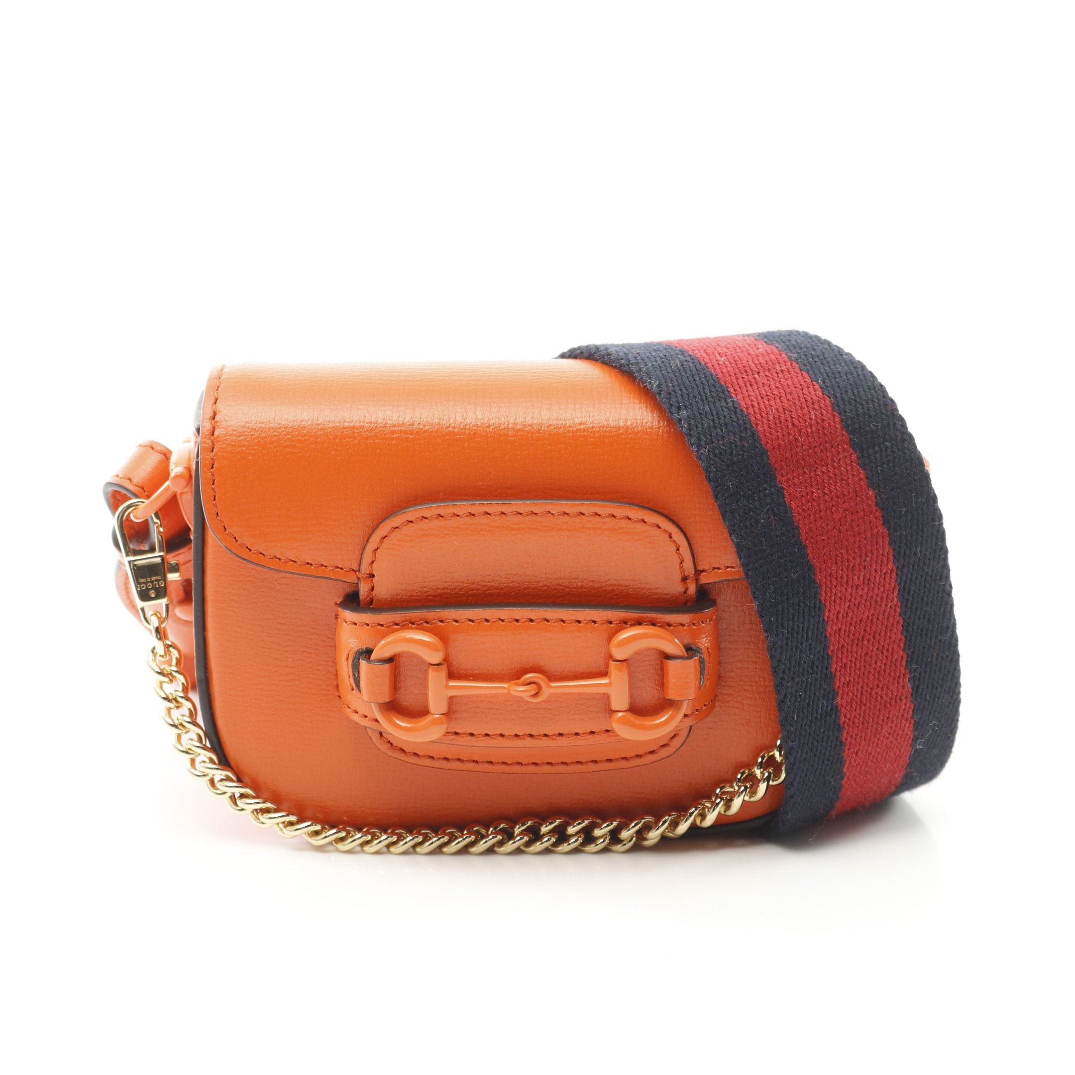 Gucci Gucci Mini Horsebit 1955 Shoulder Bag Leather Orange Size ONE SIZE - 1 Thumbnail