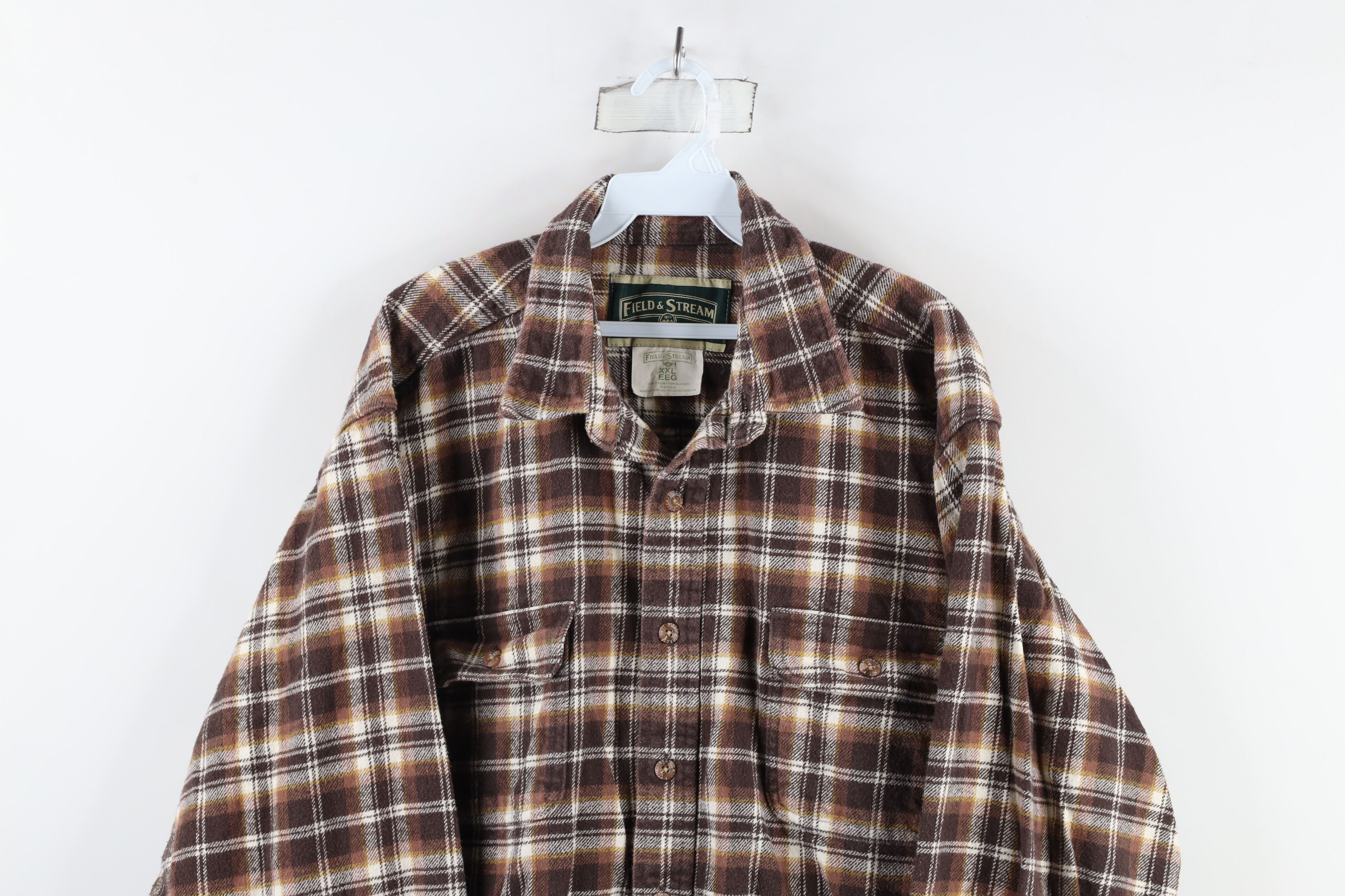 Vintage Vintage 90s Streetwear Heavyweight Button Shirt Brown Plaid Size US XXL / EU 58 / 5 - 2 Thumbnail