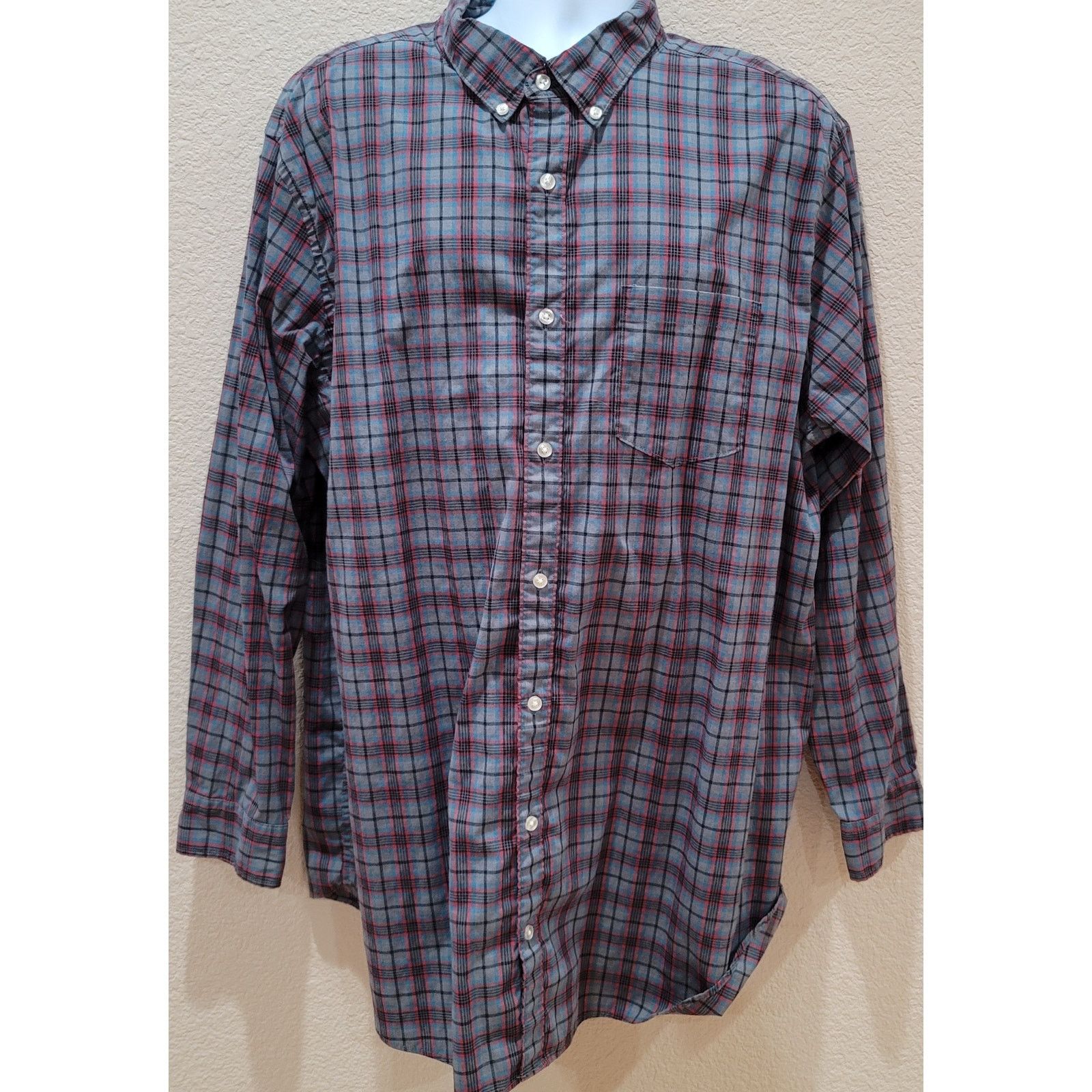 Sonoma Sonoma Grey Blue Red Plaid Button Up Men's Shirt 2XB Size US XXL / EU 58 / 5 - 1 Thumbnail