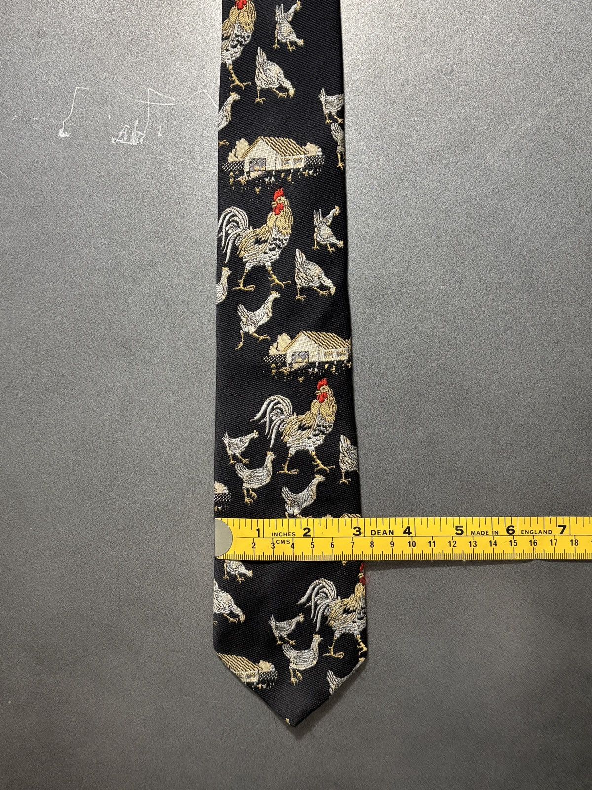 Vintage Vintage Tie Chicken Print Pattern Novelty Fun Cock Rooster Size ONE SIZE - 9 Thumbnail