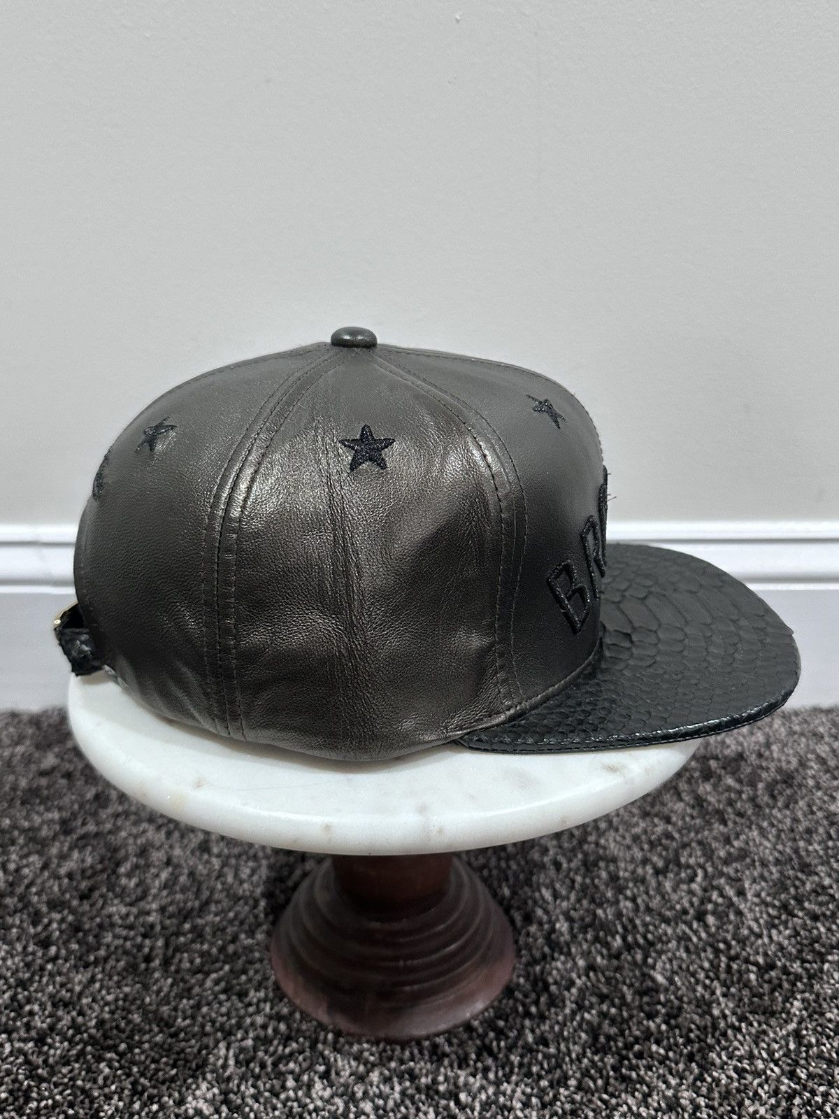 Just Don Just Don Mitchell & Ness NBA Brookyln Nets Black Leather Hat Size ONE SIZE - 3 Thumbnail