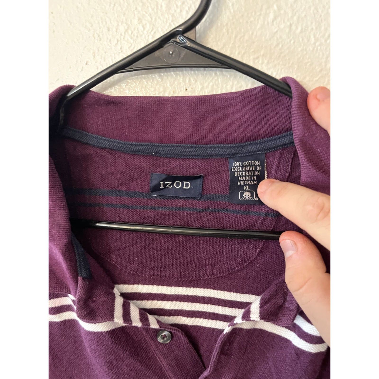 Izod VINTAGE IZOD Polo Shirt Golf Mens Size XL Purple Striped Cotton Regular Size US XL / EU 56 / 4 - 2 Thumbnail