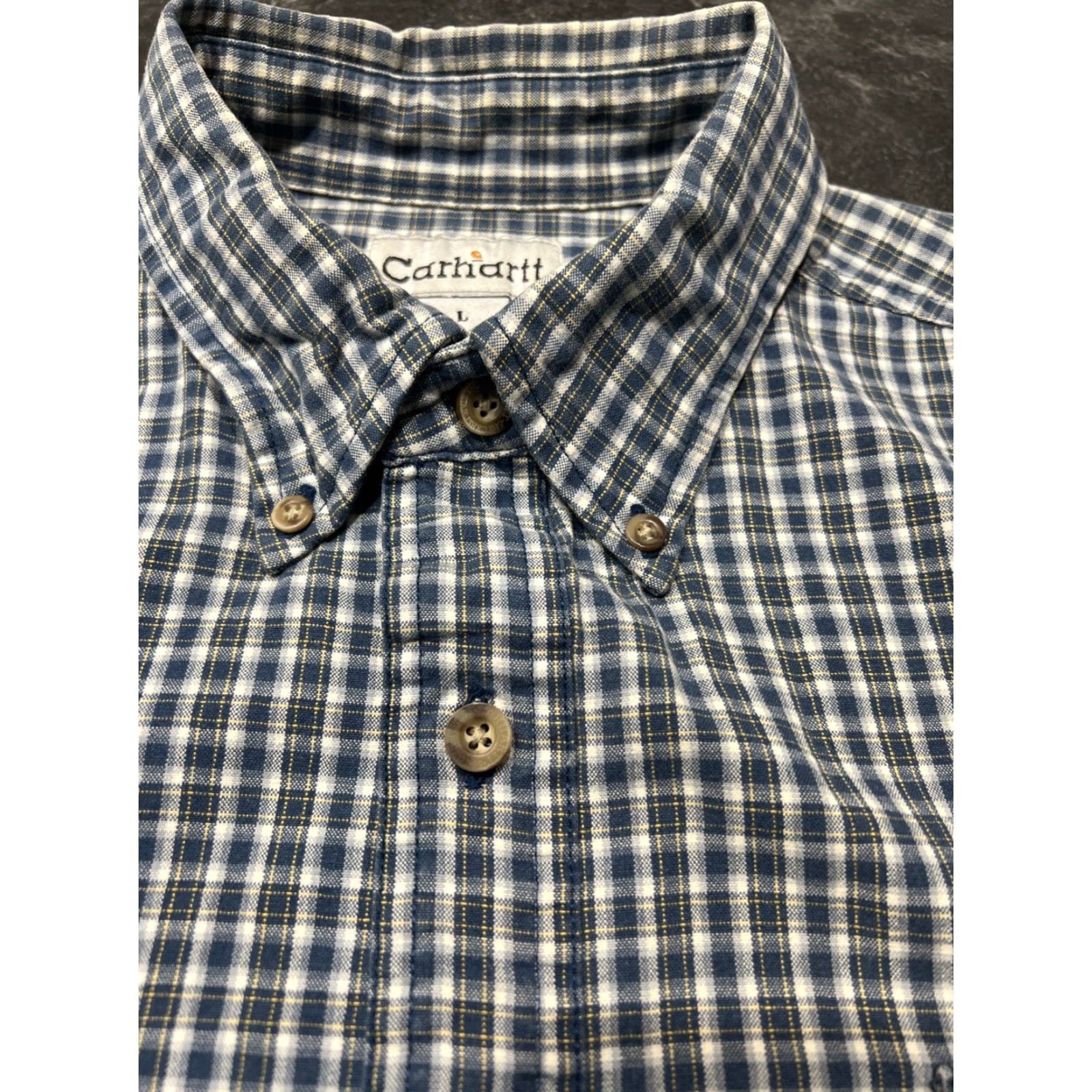 Carhartt Carhartt Relaxed Fit Flannel Shirt Large Blue Plaid Short Sleeve Button Down Cotton Casual Mens Size US 33 - 6 Thumbnail