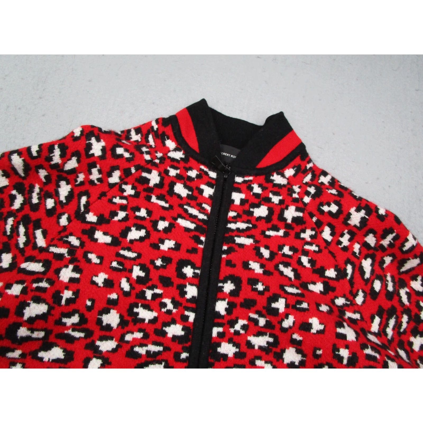 Robert Rodriguez Robert Rodriguez Sweater Women XS Red Constance Leopard Print Full Zip Size XS / US 0-2 / IT 36-38 - 2 Thumbnail