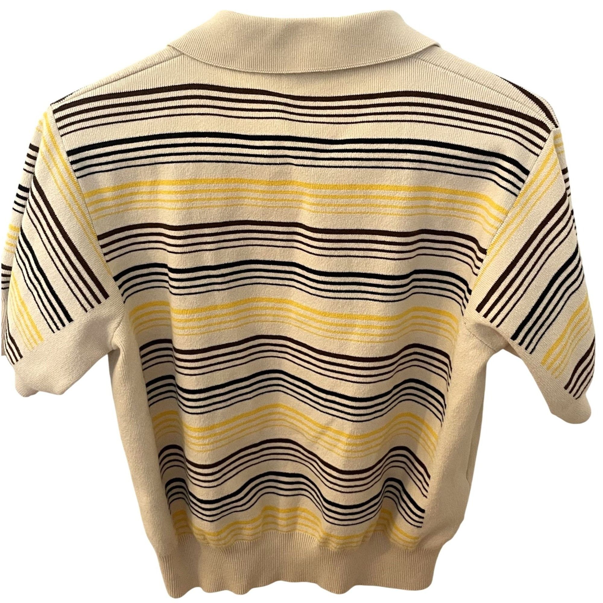Miu Miu Miu Miu Womens Striped Knit Polo Shirt Beige Yellow Black Ma Size M / US 6-8 / IT 42-44 - 2 Thumbnail