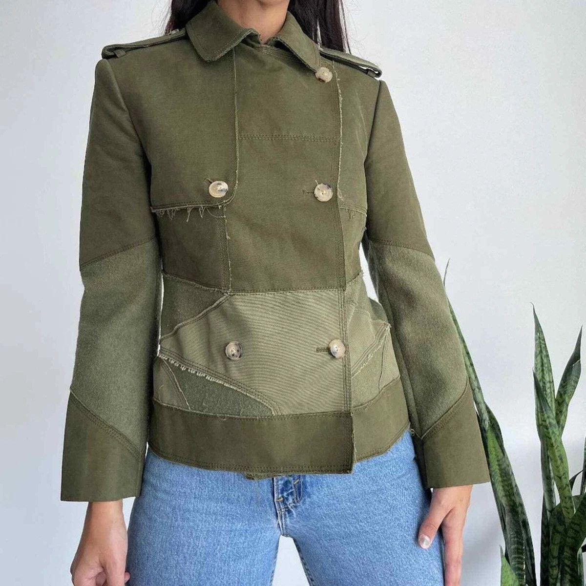 Joseph Veste JOSEPH Femme 36 Cotton Wool Patchwork Military Style Size XS / US 0-2 / IT 36-38 - 1 Thumbnail