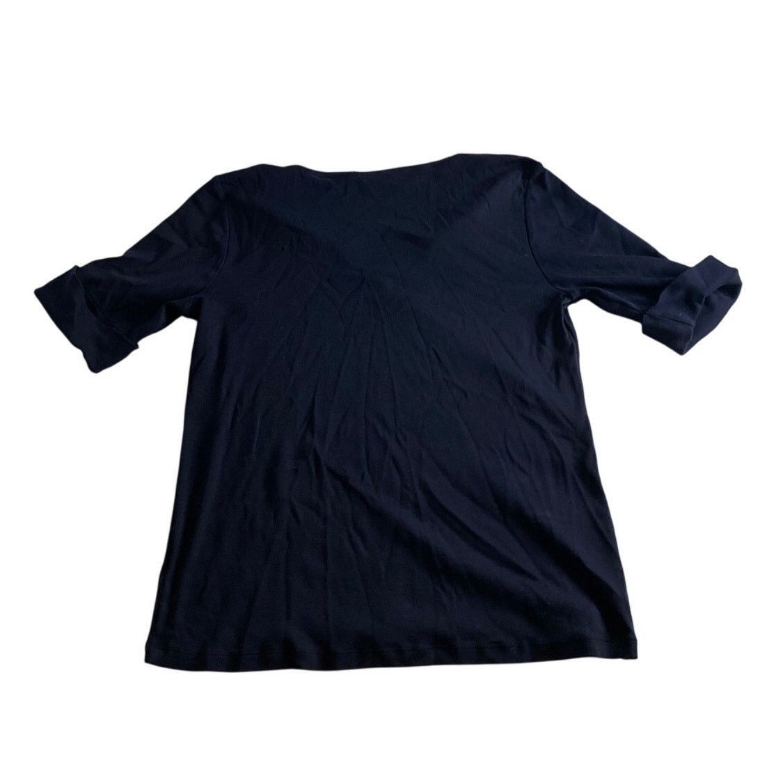 Lauren Ralph Lauren Classic Minimalist Navy Blue Cotton V-Neck Tee XL Size XL / US 12-14 / IT 48-50 - 7 Thumbnail