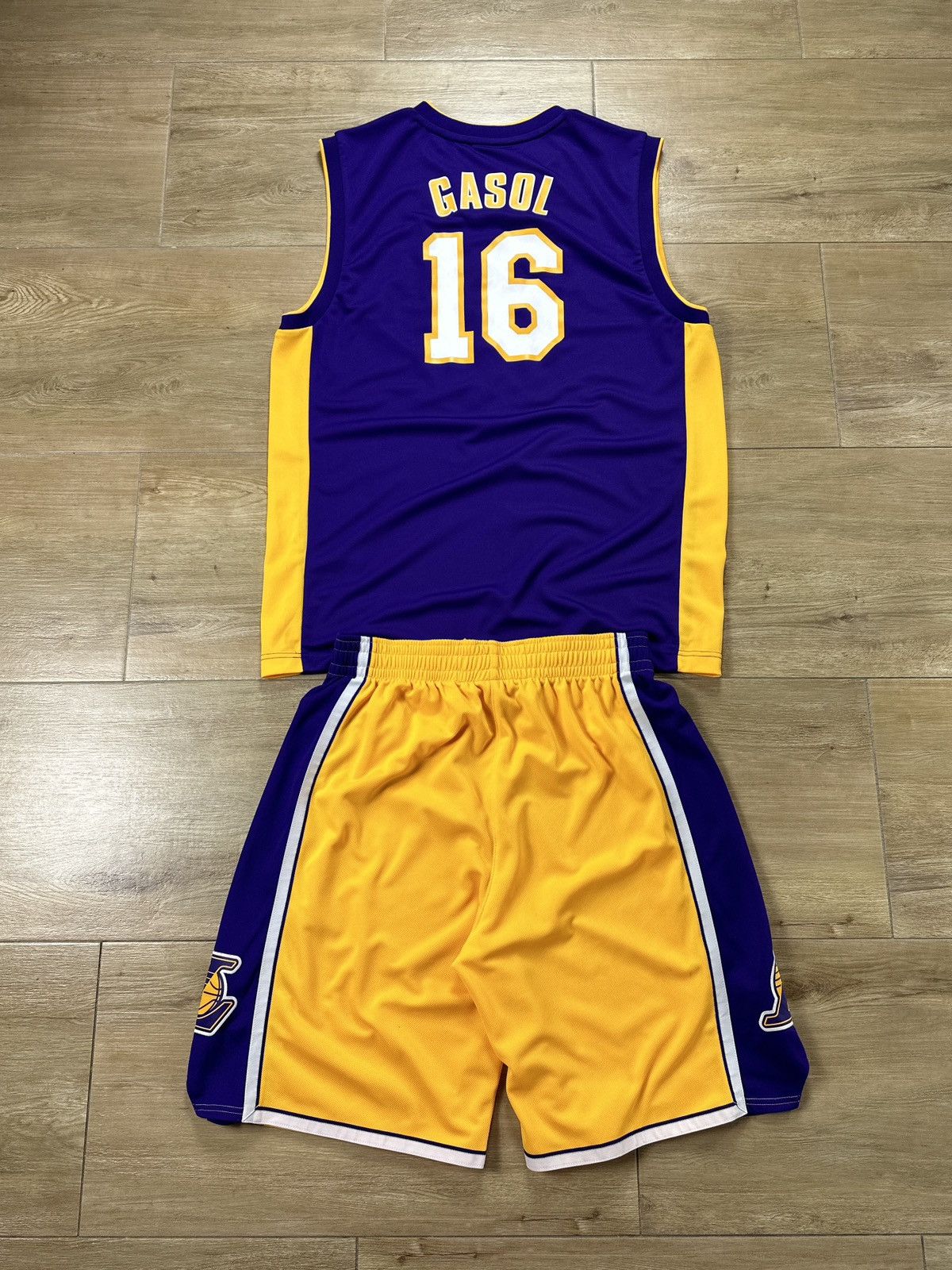 Adidas × NBA #16 Gasol L.A. Lakers Adidas Jerseys + Shorts Set Vintage Size US L / EU 52-54 / 3 - 14 Thumbnail