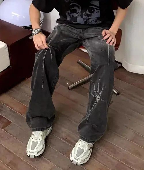 Japanese Brand × Jean Extra heavy industrial laser print punk wash jeans Size US 32 / EU 48 - 1 Thumbnail