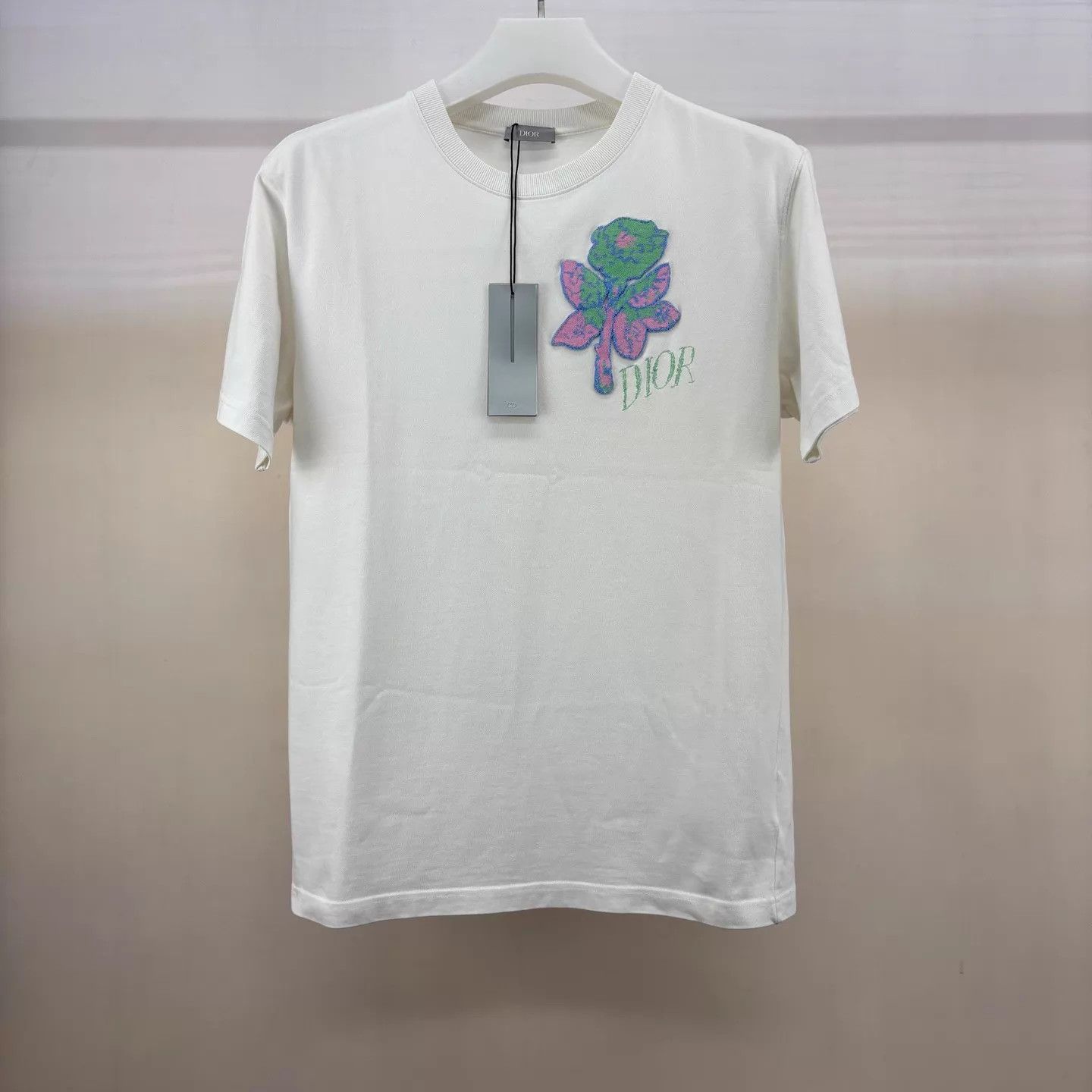 Dior Dior Floral Embroidery Logo Short-Sleeve M 100% Cotton Size US M / EU 48-50 / 2 - 1 Thumbnail