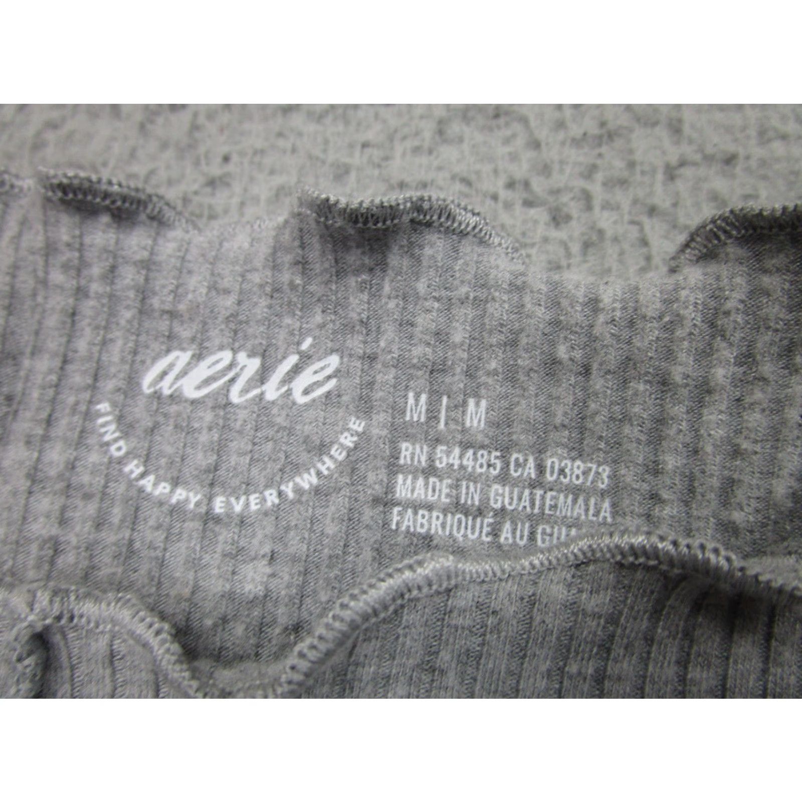 Vintage Aerie Shirt Womens M Gray Ribbed Lettuce Hem Long Sleeve Cropped Top Bella - Vintage Style Not Applicable Size M / US 6-8 / IT 42-44 - 4 Thumbnail