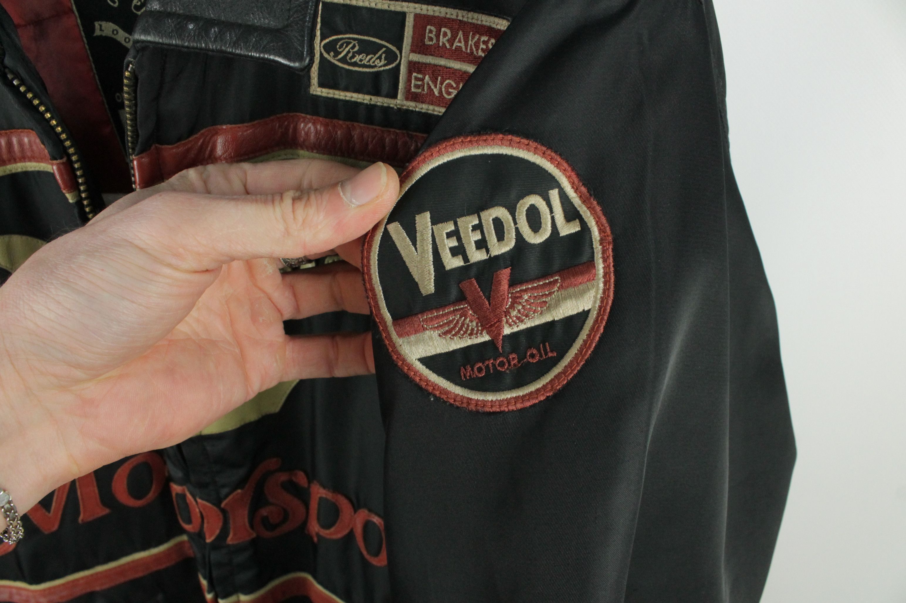 Other Vintage Redskins Motorsports Riders Nylon Leather Jacket Size US L / EU 52-54 / 3 - 5 Thumbnail