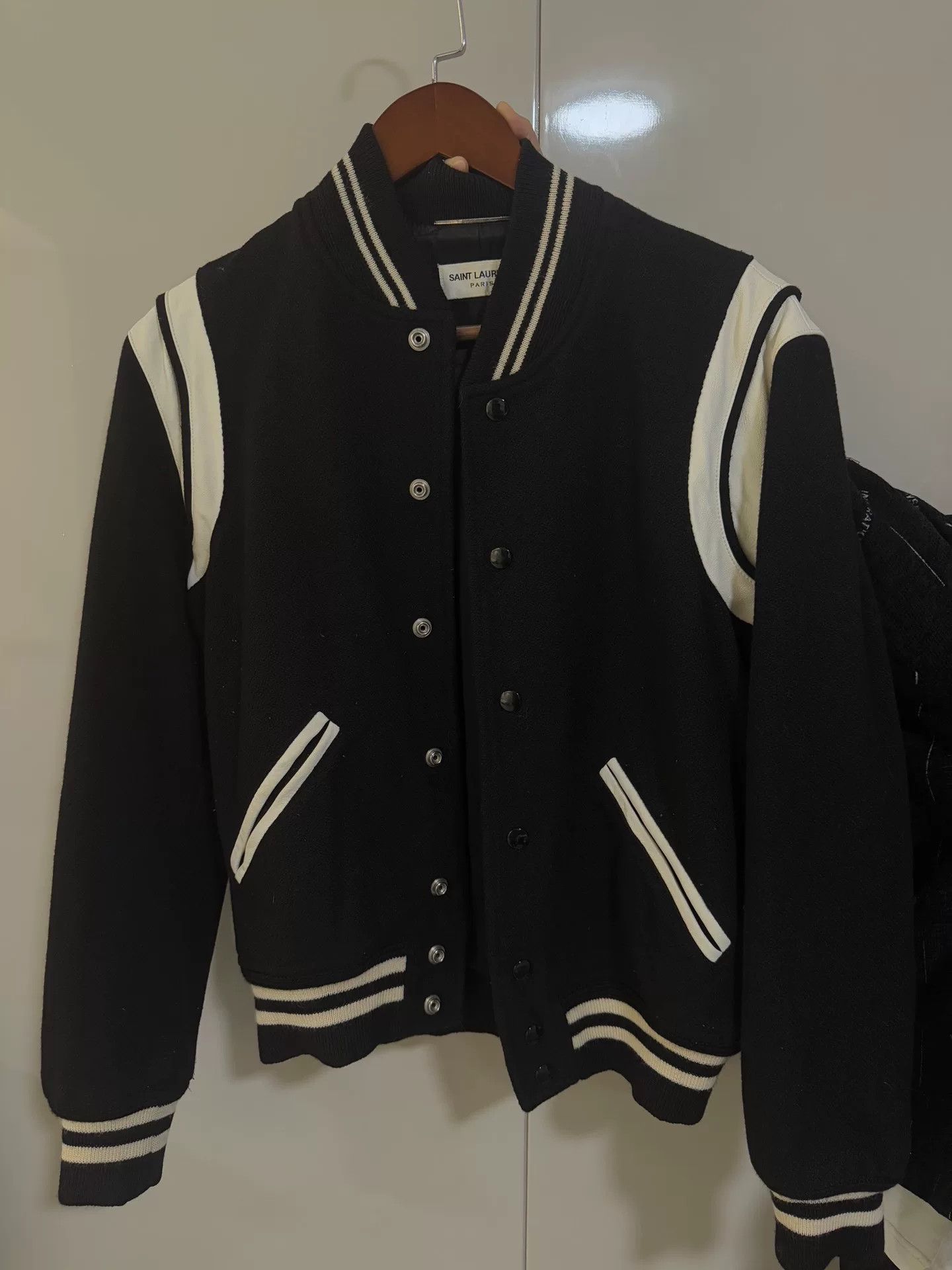 Saint Laurent Paris Saint Laurent Black White Varsity Jacket Size US S / EU 44-46 / 1 - 1 Thumbnail