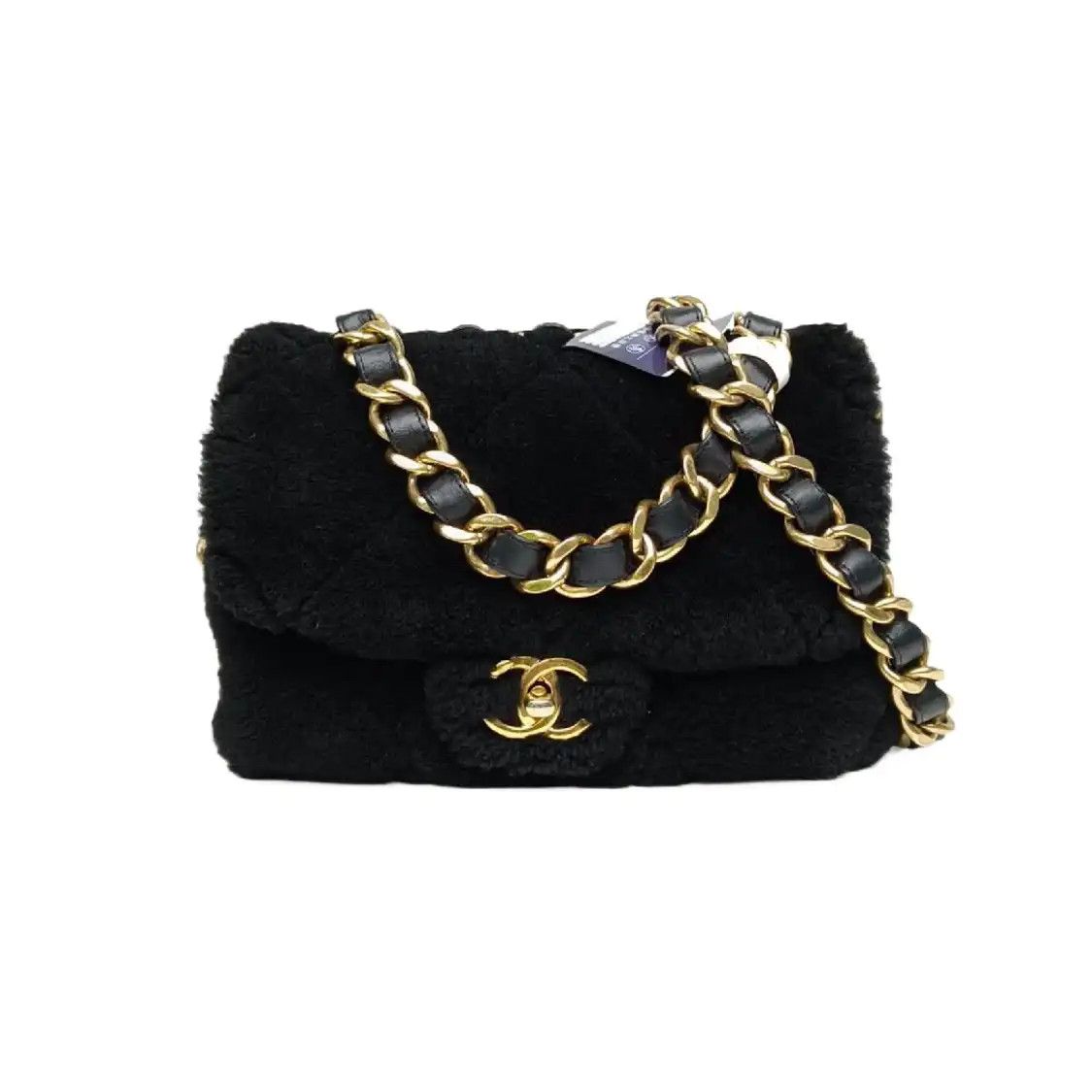 Chanel CHANEL Small black woolen crossbody bag gold hardware Size ONE SIZE - 1 Thumbnail