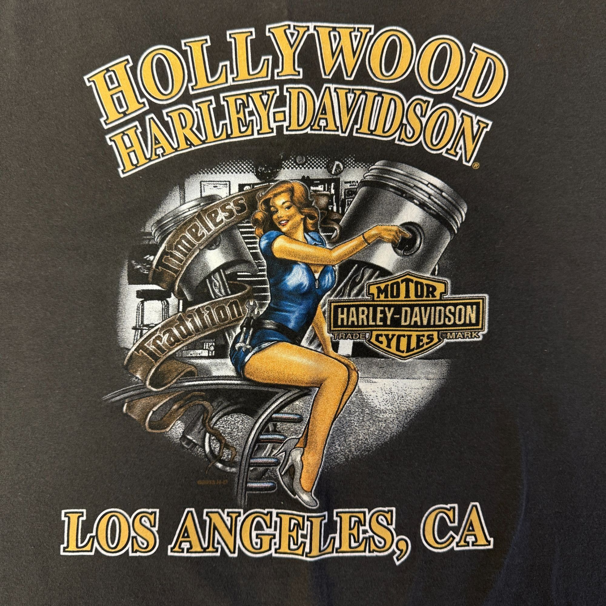 Harley Davidson HD Motorcycle HOLLYWOOD Ca PIN UP GIRL Pig Hog BIKER T Shirt Size US XXL / EU 58 / 5 - 1 Thumbnail