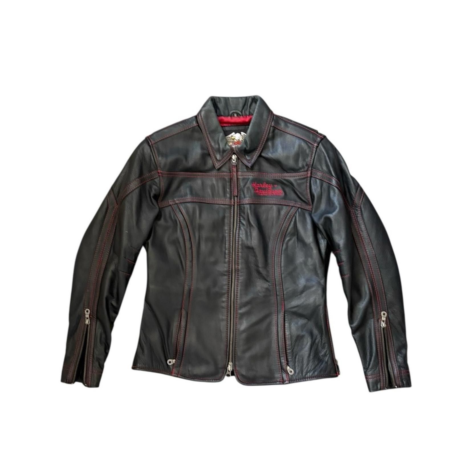 Harley Davidson Harley-Davidson Leather Zipper Motorcycle Logo Jacket Black Size S / US 4 / IT 40 - 1 Thumbnail