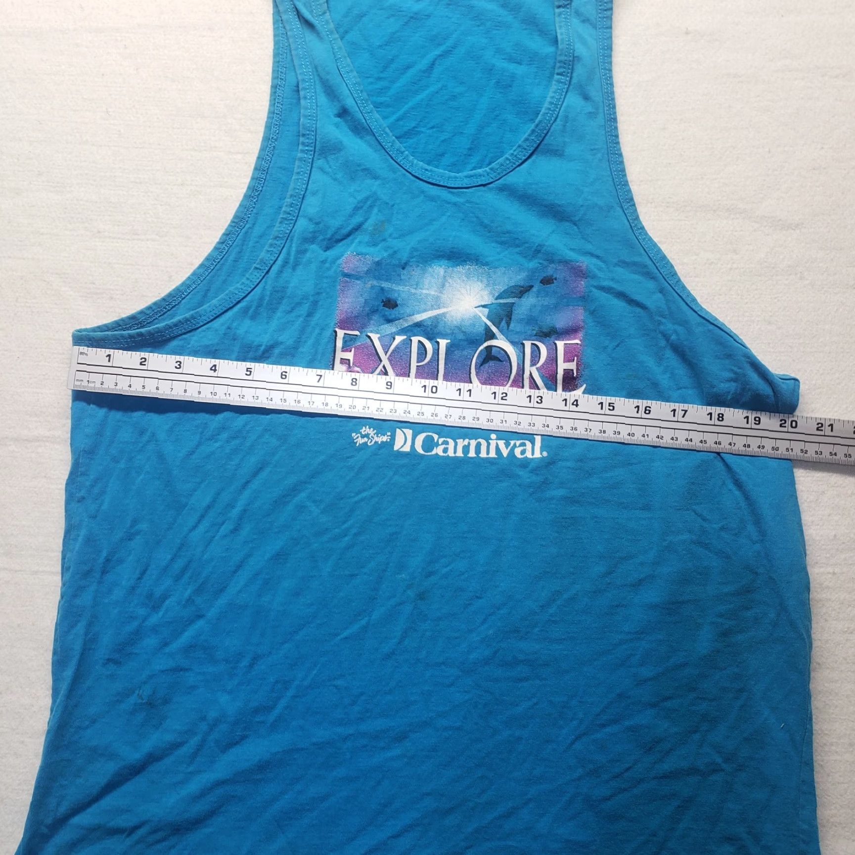 Vintage Carnival Shirt T-Shirt Sleeveless Adult Mens XL Blue Tee Shirt Tank Top Vertical Style Size US XL / EU 56 / 4 - 4 Thumbnail